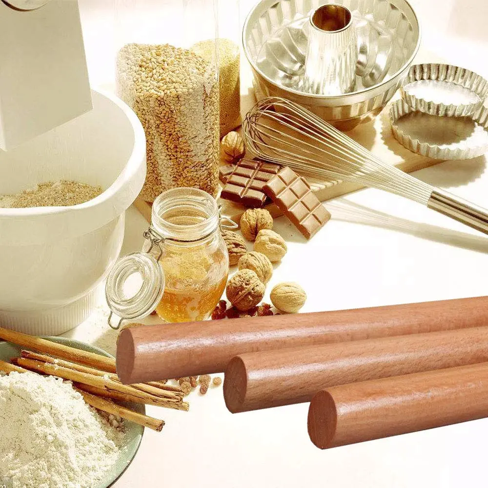 iPstyle Professional Beech Wood Rolling Pin 39.7cm (15-3/4 Inch) | Smooth Dough Roller for Pizza, Pasta, Cookies - view 6