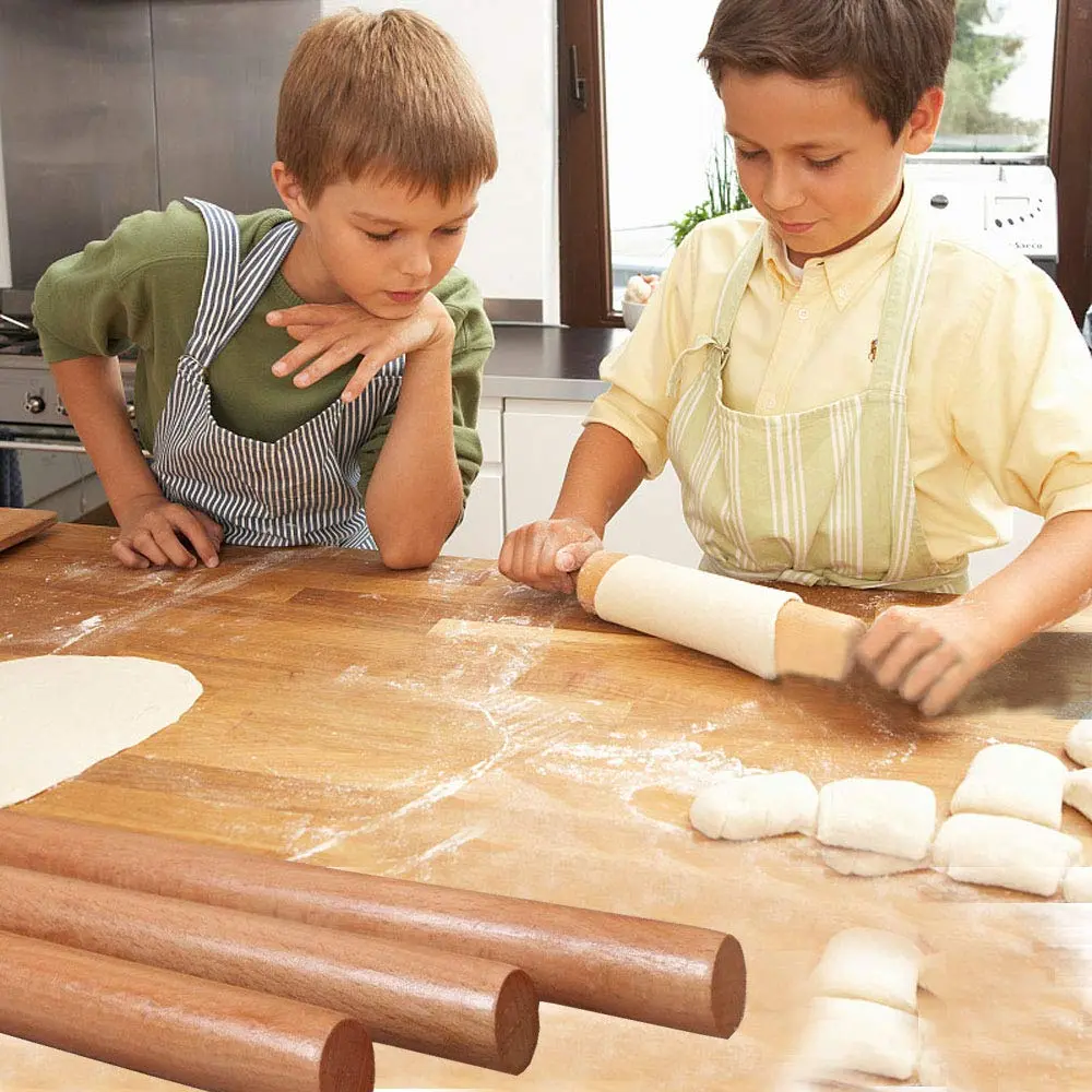 iPstyle Professional Beech Wood Rolling Pin 39.7cm (15-3/4 Inch) | Smooth Dough Roller for Pizza, Pasta, Cookies - view 4