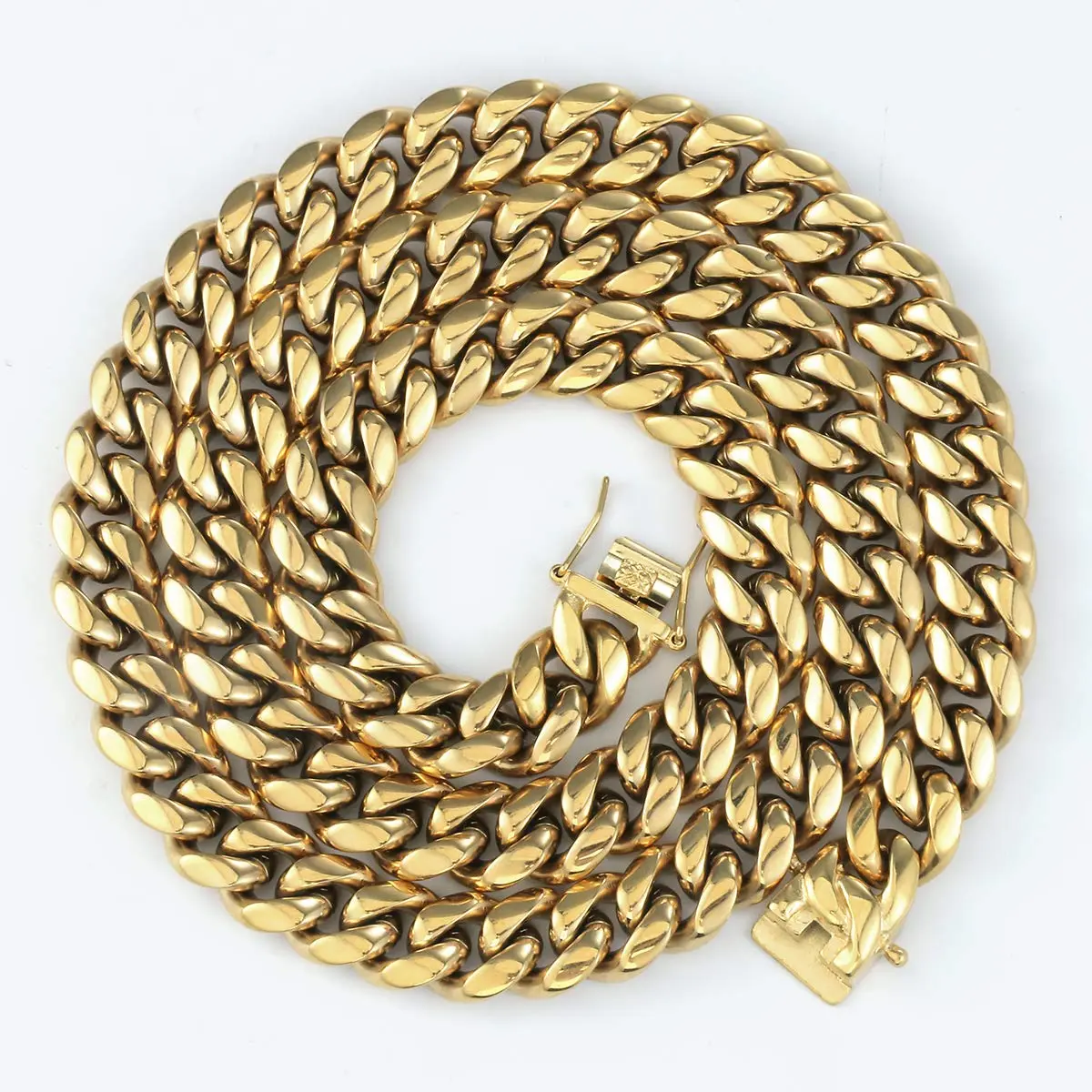 PY BLING 10mm Miami Cuban Link Chain Necklace 24 Inch (61 cm) | Gold Plated Stainless Steel - view 2