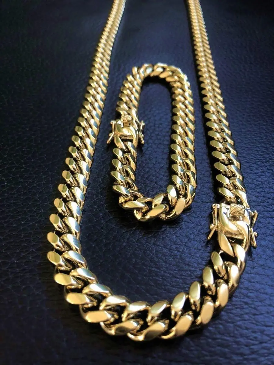 PY BLING 10mm Miami Cuban Link Chain Necklace 24 Inch (61 cm) | Gold Plated Stainless Steel - view 3