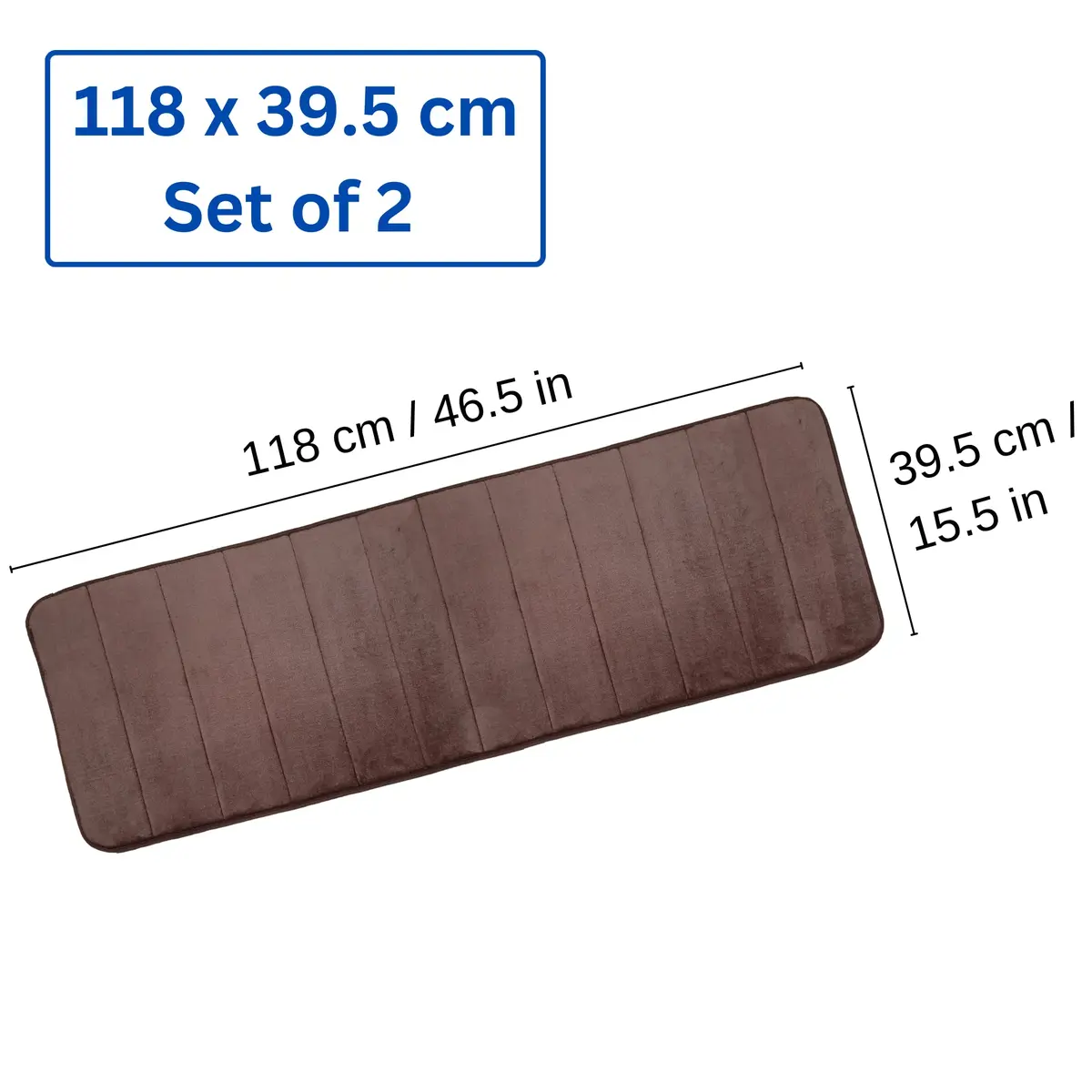 MG MACRO GIANT Memory Foam Bath Mat 46.5" x 15.5" Brown | Non Slip Comfort - view 3