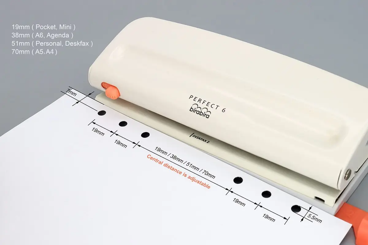 BiraBira 6 Hole Punch, 8 Sheet Capacity for Planners and 6 Ring Binders | Adjustable Metal Punch - view 2
