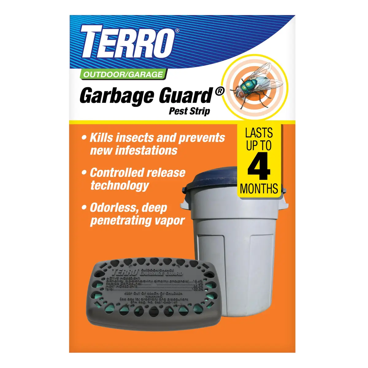 TERRO Garbage Guard Trash Can Insect Killer Pod 4-Month Protection | Kills Flies, Maggots, Roaches, Beetles - main product image