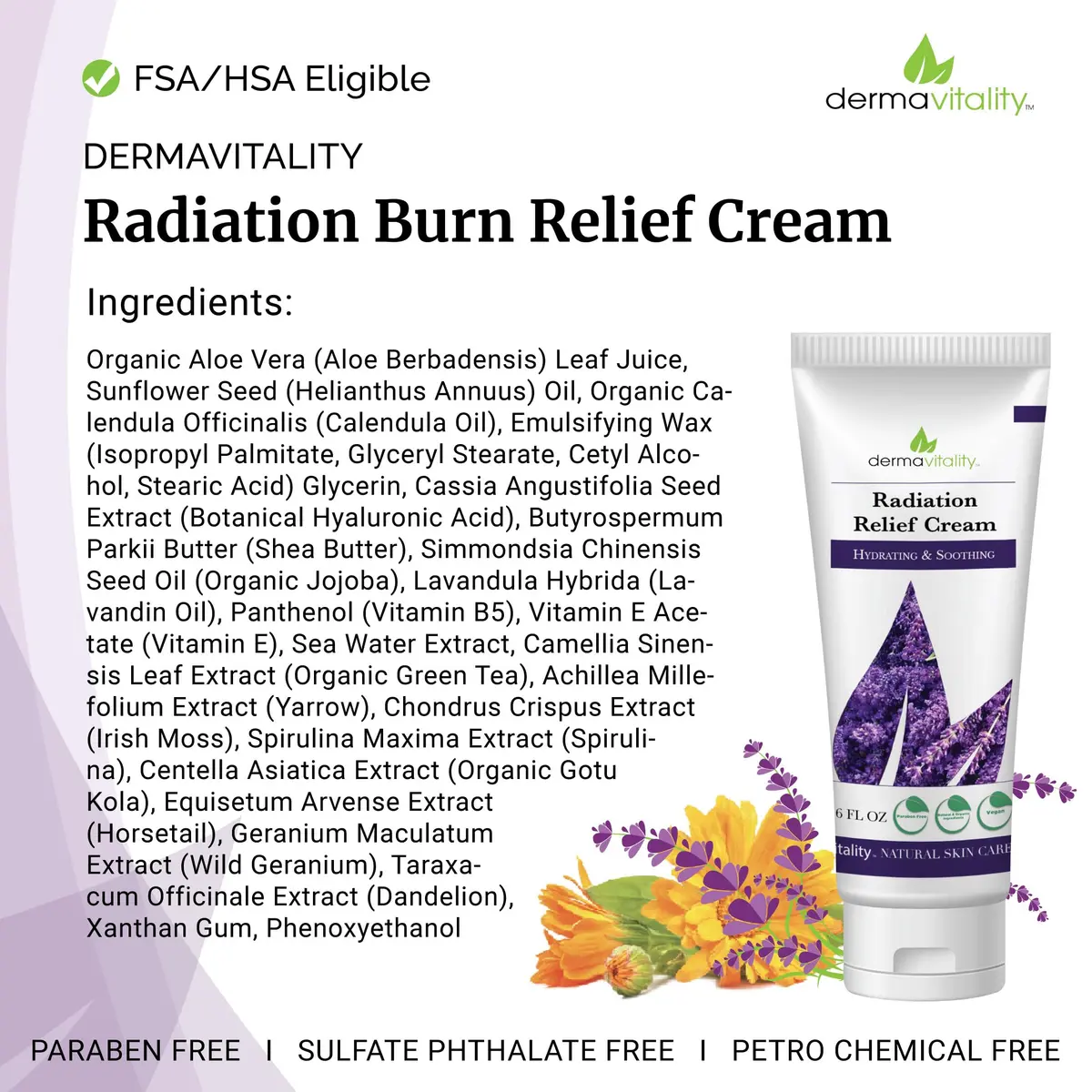 UltimateVitality Radiation Burn Relief Cream Calendula Cream 177ml (6 oz) | Natural Organic Formula - view 6
