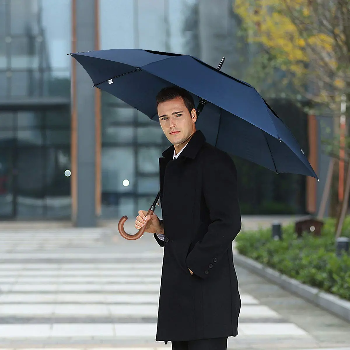 G4Free 62 Inch Golf Umbrella Windproof Large Stick Umbrella with Wooden J Handle | Fiberglass Ribs - view 6