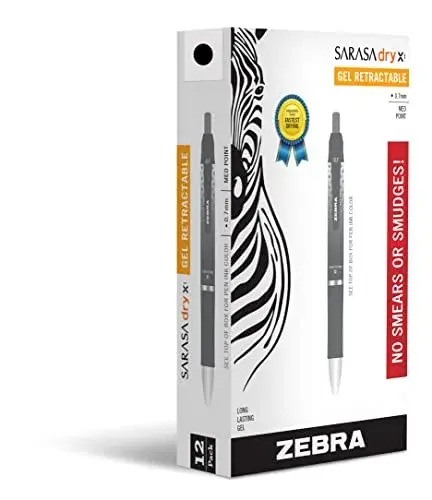 Zebra Pen SARASA Dry X1 Retractable Gel Pen, Black Ink, 0.7mm, 12-Pack | Smooth Ink Flow Writing Instrument - main product image