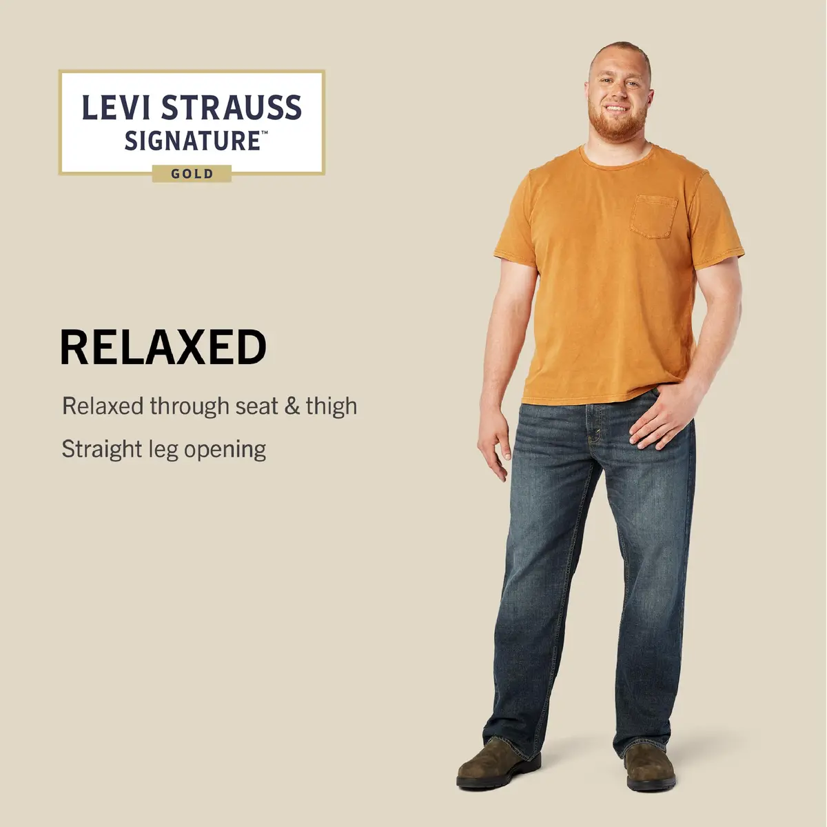 Levi Strauss Signature Gold Men's Relaxed Fit Flex Jeans 33W x 34L | Comfort Flex Denim for All-Day Movement - view 3