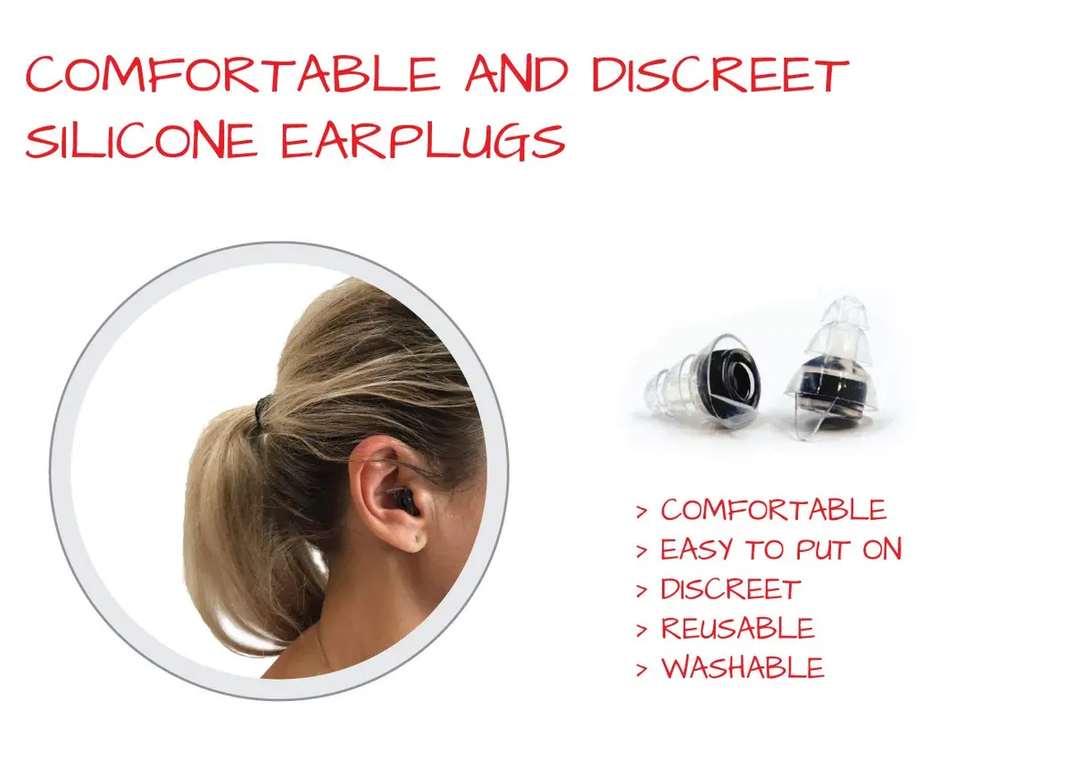 EarTekPro High-Fidelity Concert Earplugs Reusable Noise-Reduction Ear Plugs Set with Two Sizes Included - For Rave, Live Music, Festivals, Marching Bands, Loud Events, Fitness Classes | Noise Reduction 19dB - view 4