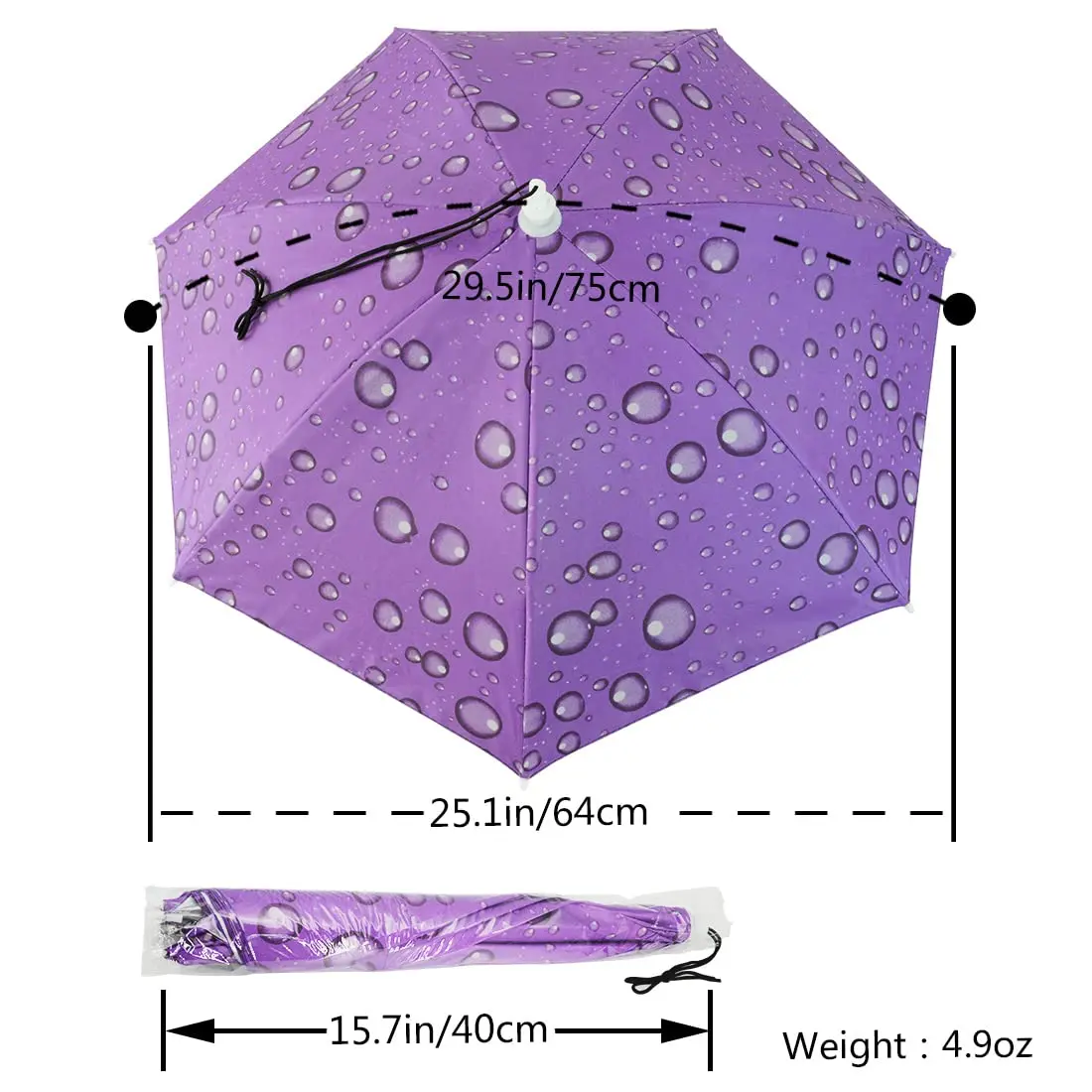 NEW-Vi Umbrella Hat, 25 inch Hands Free Umbrella Cap for Adults and Kids | Portable, Adjustable, Sun & Rain Protection - view 5