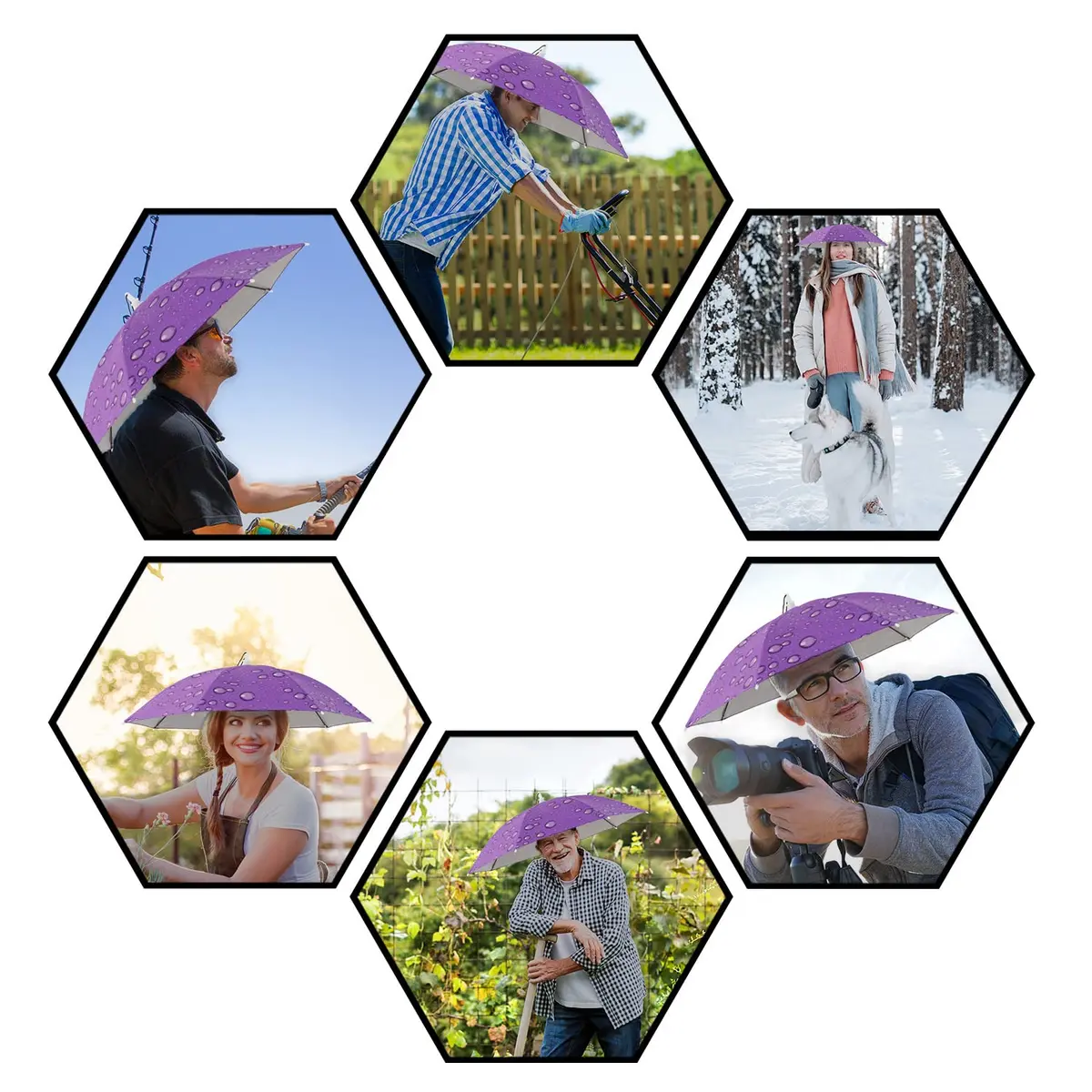 NEW-Vi Umbrella Hat, 25 inch Hands Free Umbrella Cap for Adults and Kids | Portable, Adjustable, Sun & Rain Protection - view 7