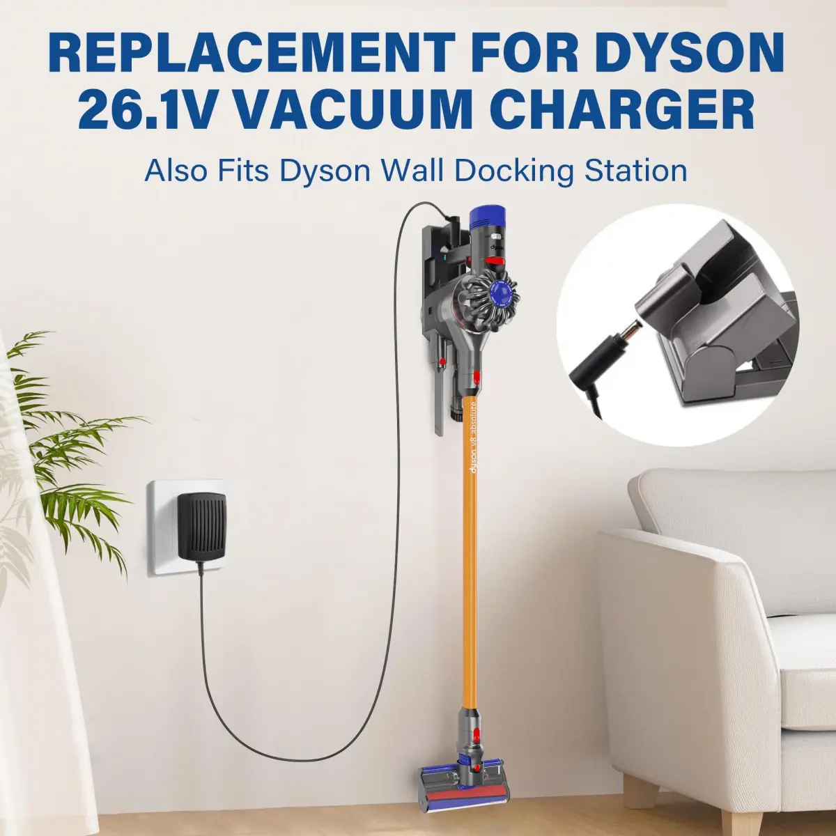 LotFancy 26V AC DC Adapter Charger for Dyson V6 V7 V8 Vacuum Power Supply | UL Listed 6FT Cord - view 8