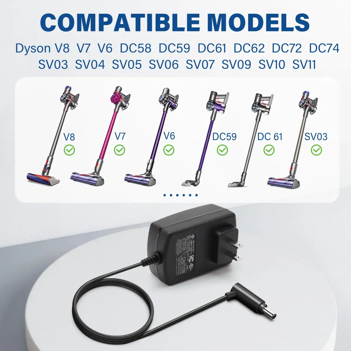 LotFancy 26V AC DC Adapter Charger for Dyson V6 V7 V8 Vacuum Power Supply | UL Listed 6FT Cord - view 3