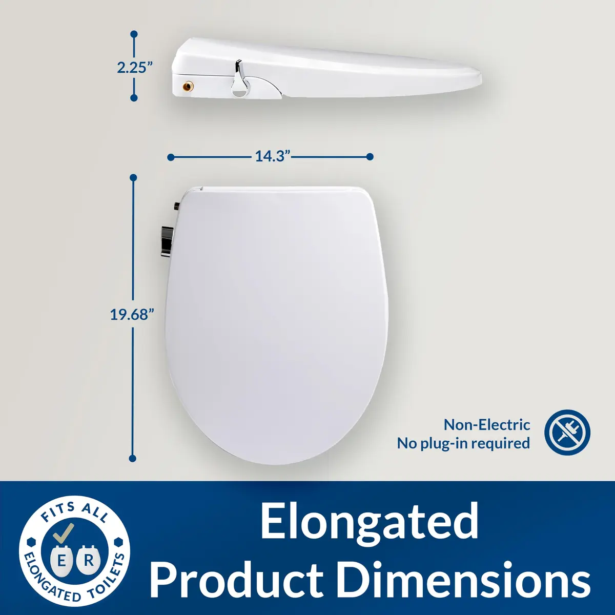 Bio Bidet Slim Zero Non Electric Bidet Toilet Seat Elongated | Dual Nozzles, White, Low Profile - view 2