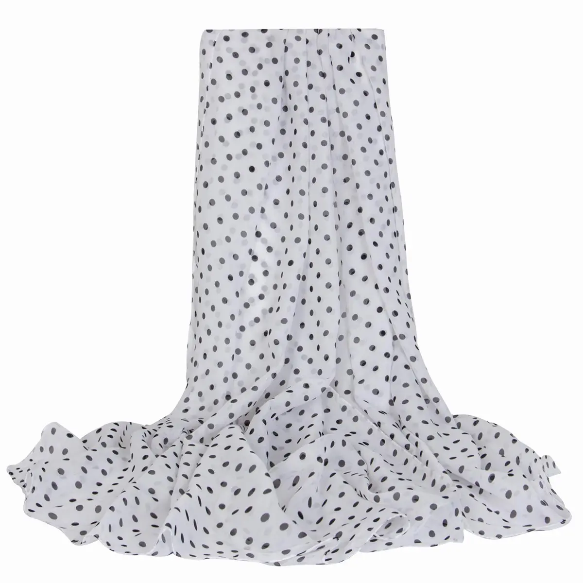 Block Garden Women's Swimsuit Cover up Sarong S07 White W Black Polka Dot | Lightweight Chiffon Beach Wrap - view 7