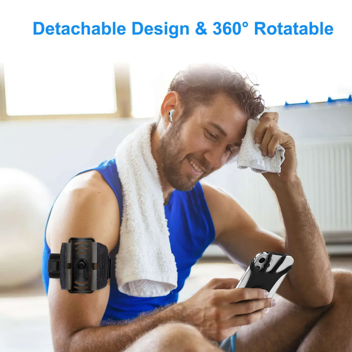 newppon Cell Phone Running Armband - Detachable & 360° Rotatable Universal Cellphone Arm Band for iPhone 17 16 15 14 13 Pro Max Plus Samsung Galaxy Note S24 S23 | Fits All Smartphones - view 8