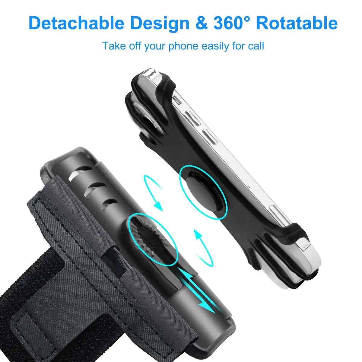 newppon Cell Phone Running Armband - Detachable & 360° Rotatable Universal Cellphone Arm Band for iPhone 17 16 15 14 13 Pro Max Plus Samsung Galaxy Note S24 S23 | Fits All Smartphones - view 2