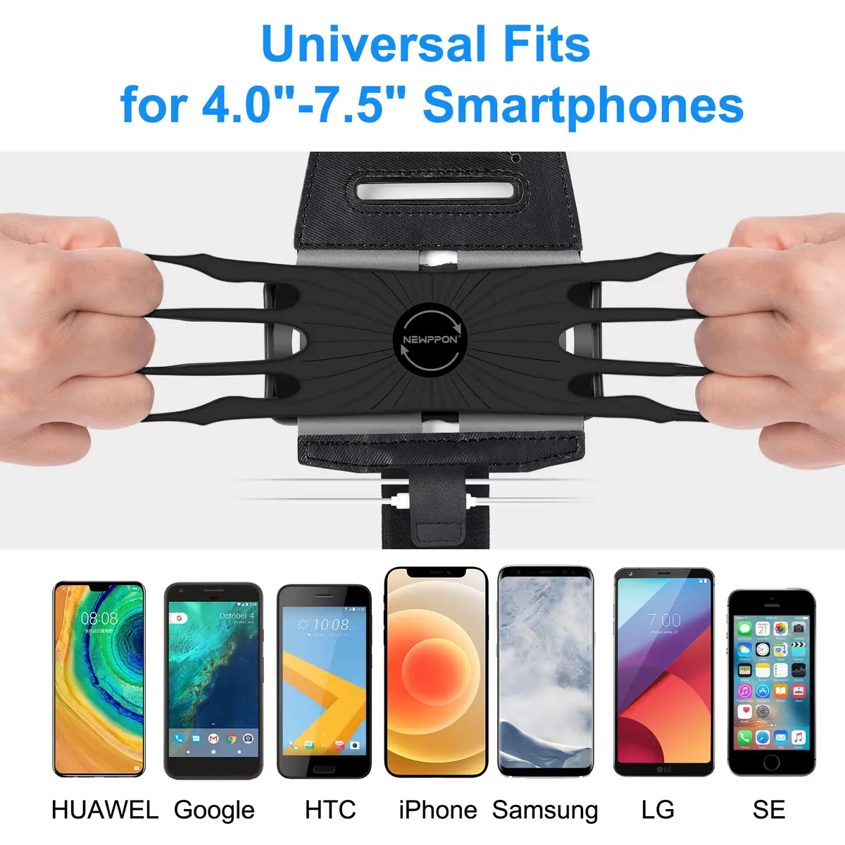 newppon Cell Phone Running Armband - Detachable & 360° Rotatable Universal Cellphone Arm Band for iPhone 17 16 15 14 13 Pro Max Plus Samsung Galaxy Note S24 S23 | Fits All Smartphones - view 3