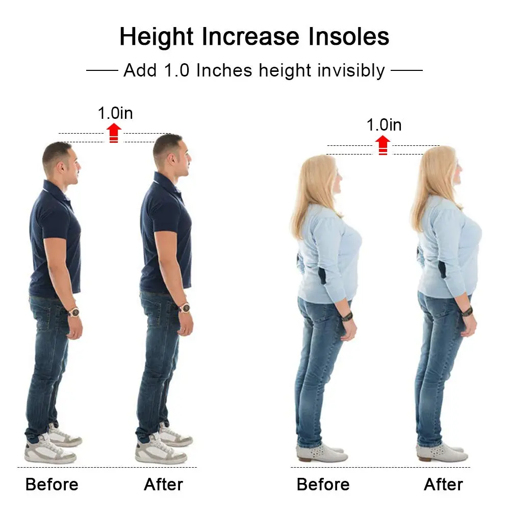 SQHT Height Increase Gel Heel Shoe Lift Inserts 2.54 cm (1 Inch) | Doctor Recommended for Foot Pain - view 2