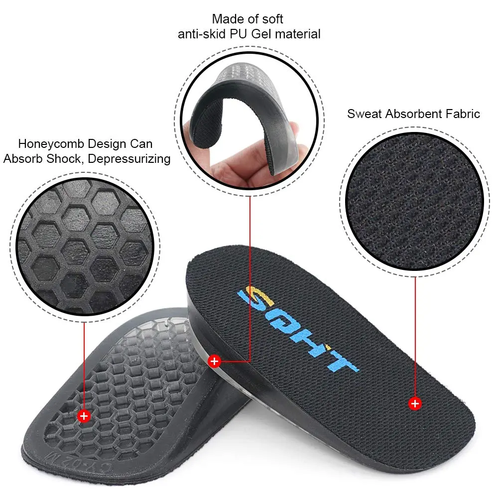 SQHT Height Increase Gel Heel Shoe Lift Inserts 2.54 cm (1 Inch) | Doctor Recommended for Foot Pain - view 3