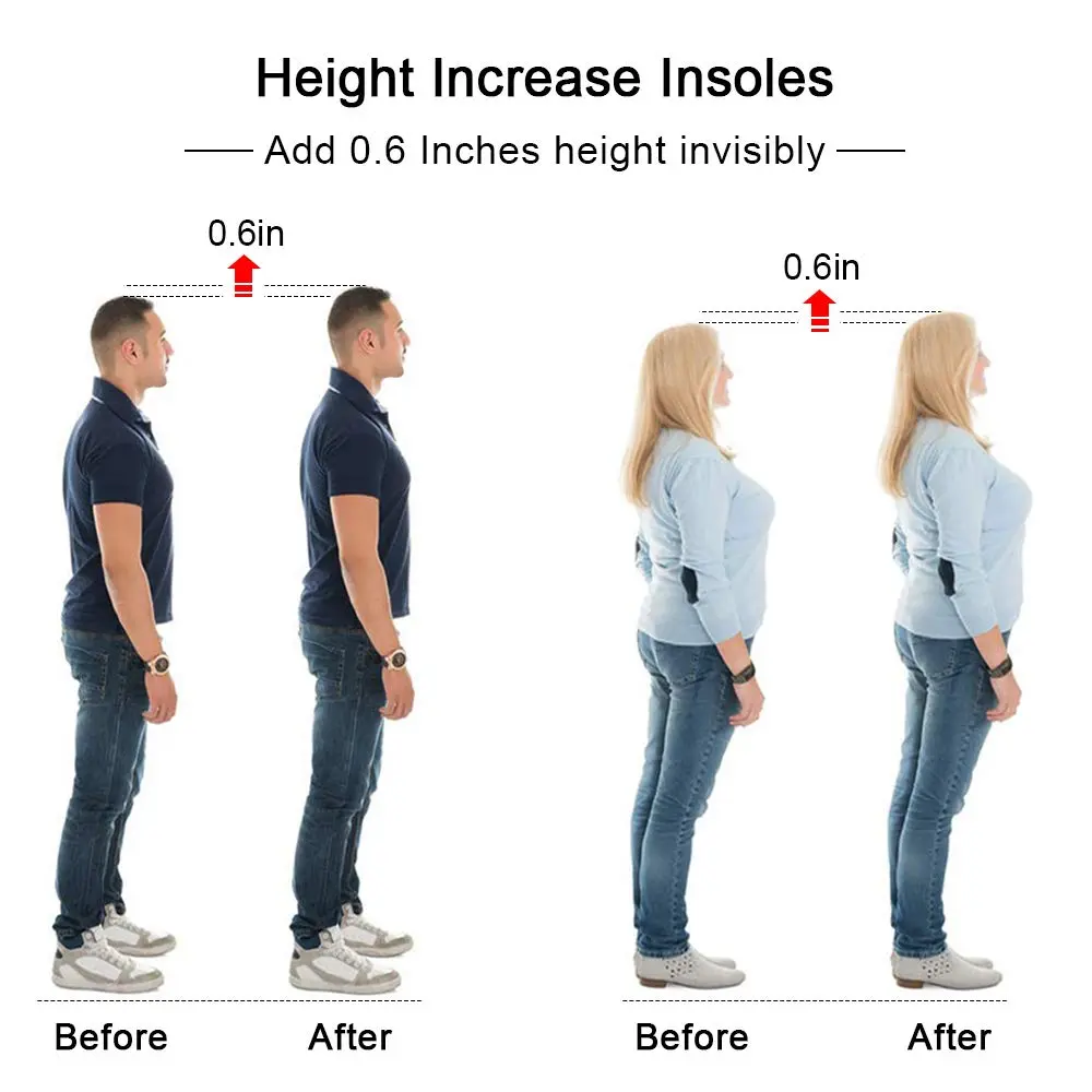 SQHT Height Increase Insole - Gel Heel Shoe Lift Inserts | 0.6 Inch Height Boost for Men & Women - view 2