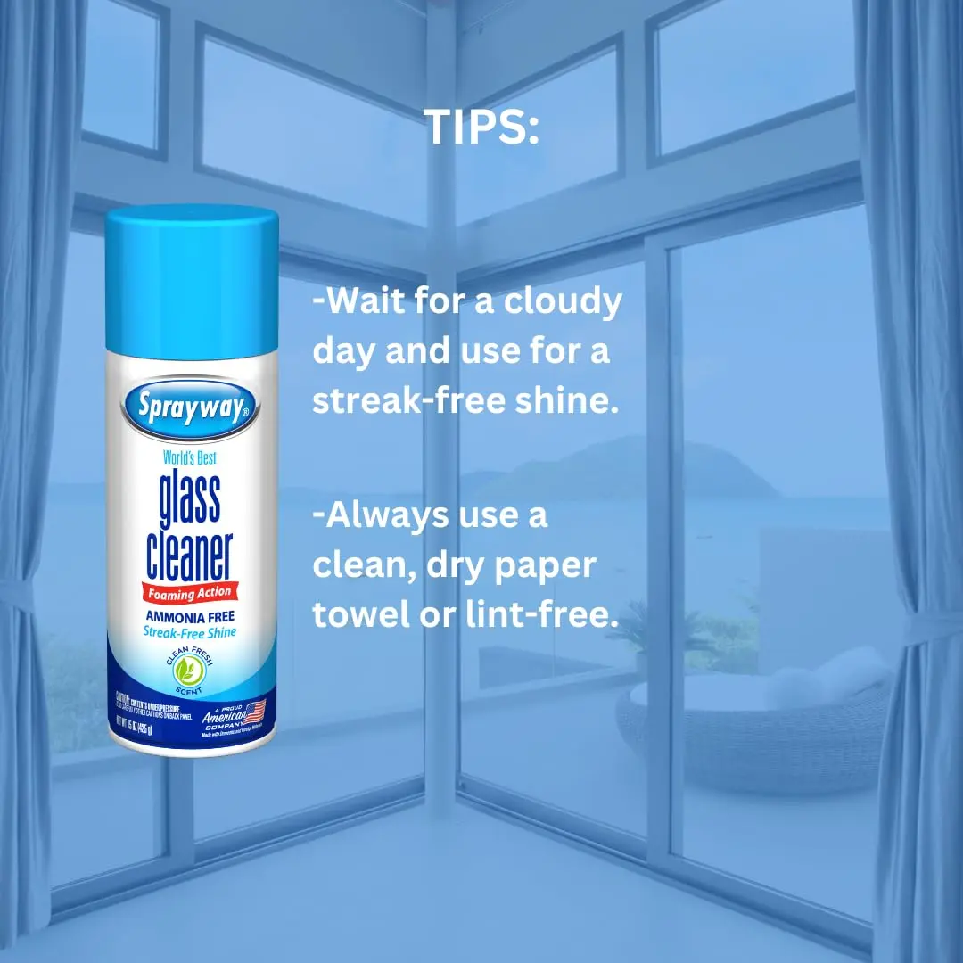 Sprayway Ammonia-Free Glass Cleaner Foaming Aerosol 450ml (15 Fl Oz) | Streakless Shine - view 6