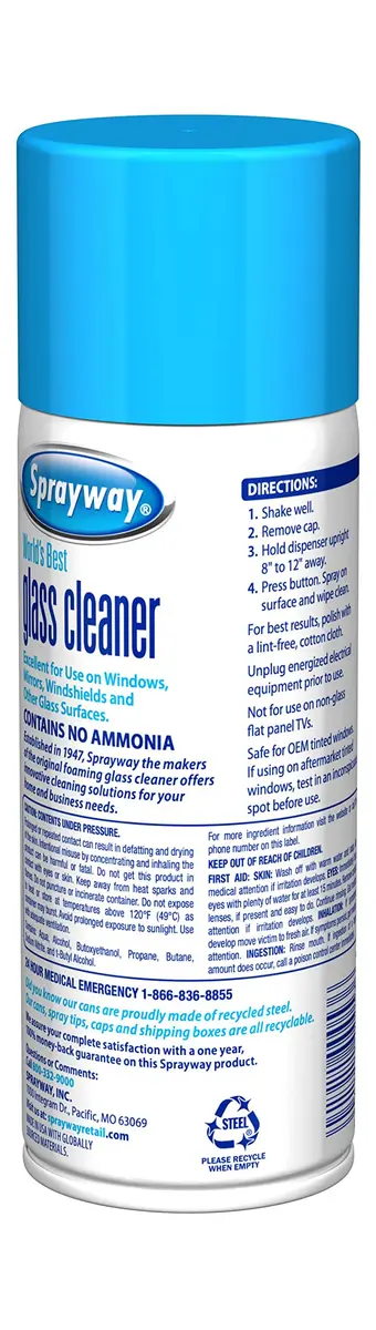 Sprayway Ammonia-Free Glass Cleaner Foaming Aerosol 450ml (15 Fl Oz) | Streakless Shine - view 2