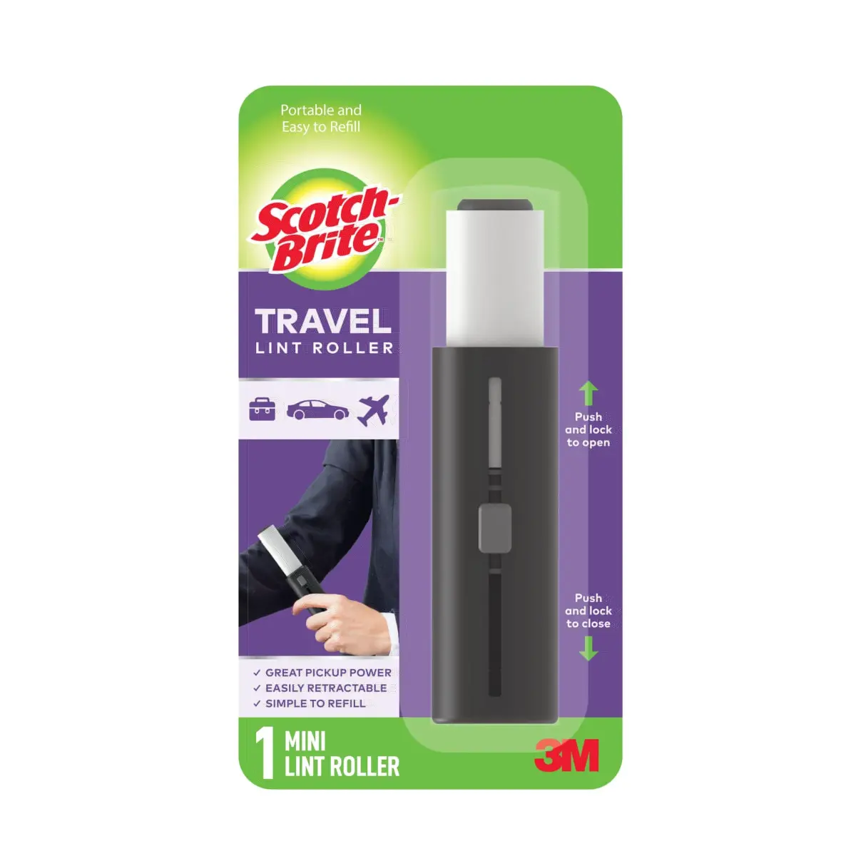 Scotch-Brite Mini Travel Lint Roller with 30 Sheets | Compact & Sticky for Pet Hair - main product image