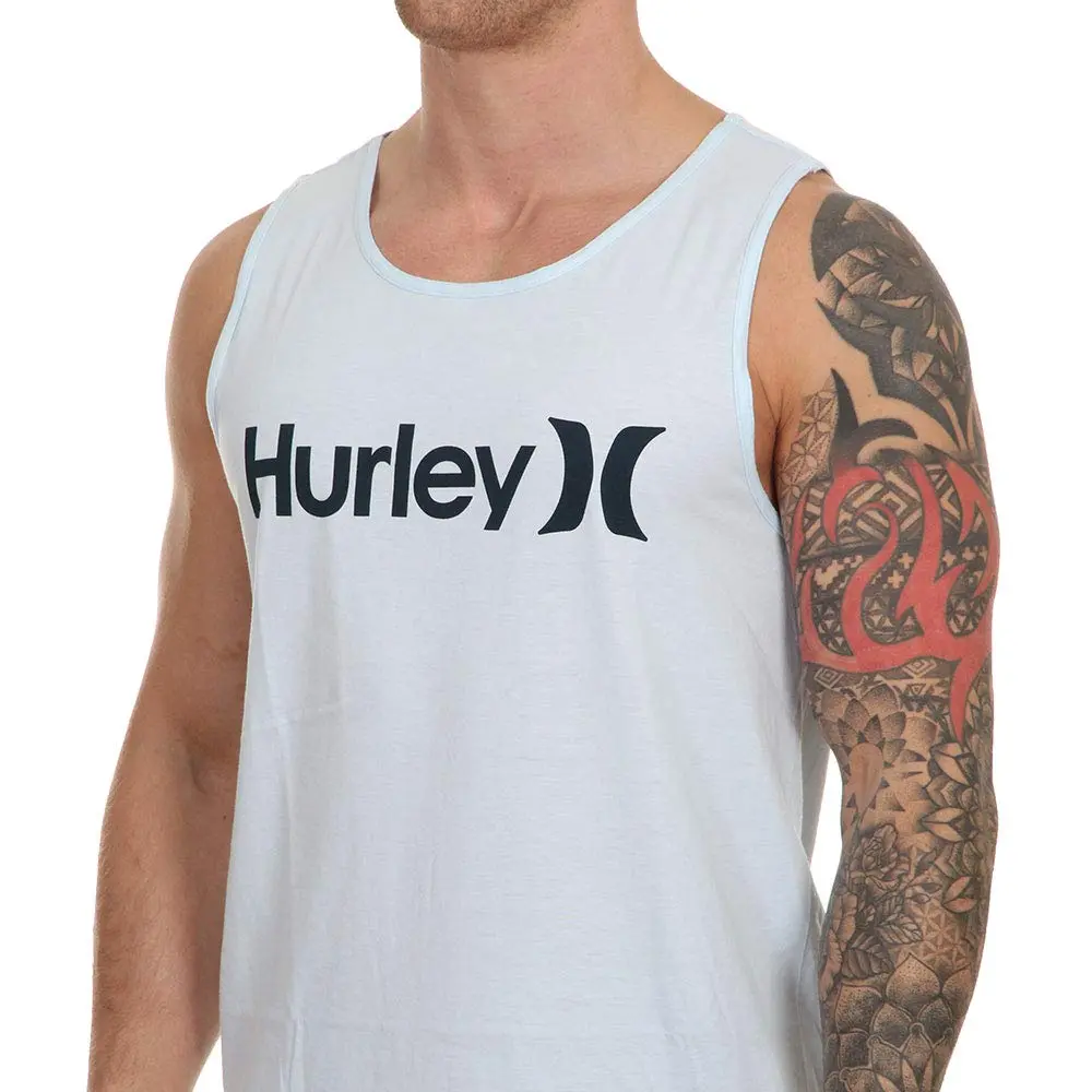 Hurley Men's One & Only Graphic Tank Top Shirt, Topaz Mist Heather (S) | All-Day Comfort & Style - view 4