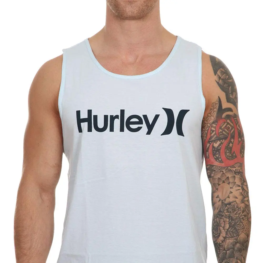 Hurley Men's One & Only Graphic Tank Top Shirt, Topaz Mist Heather (S) | All-Day Comfort & Style - view 5