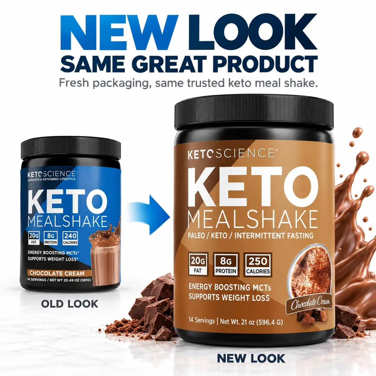 Keto Science Keto Shake Powder – Chocolate | Meal Replacement with MCT Oil & Collagen (20.49 oz) - view 2