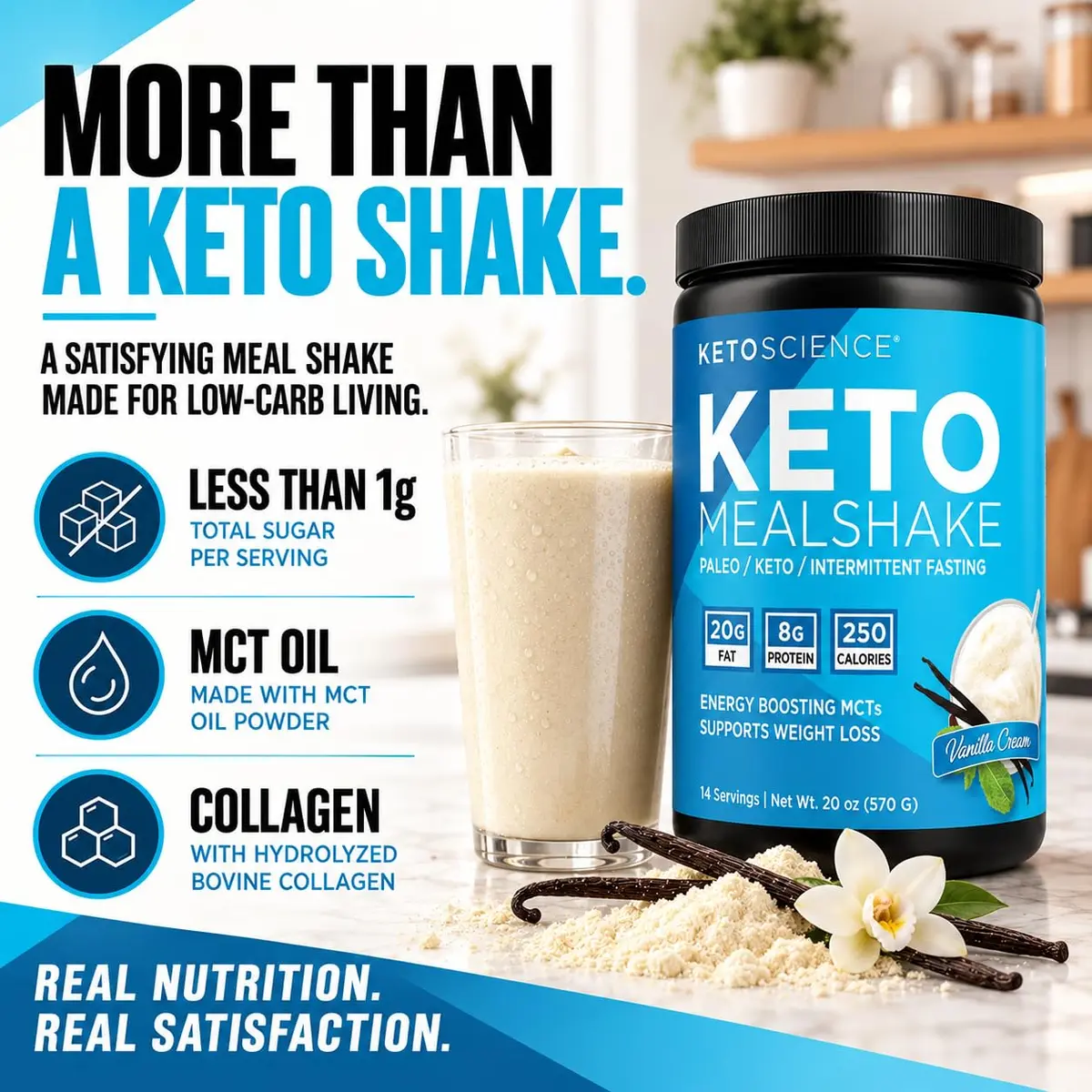 Keto Science Ketogenic Meal Shake Vanilla 20.83oz | Supports Weight Loss & Keto Goals - view 3