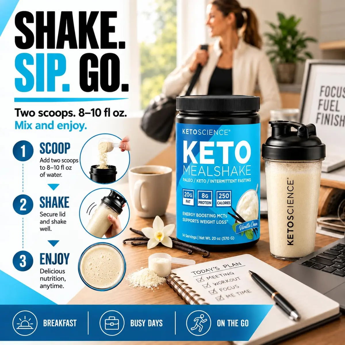 Keto Science Ketogenic Meal Shake Vanilla 20.83oz | Supports Weight Loss & Keto Goals - view 4