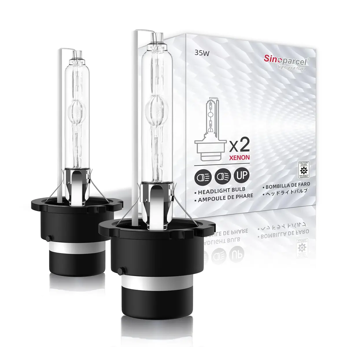 Sinoparcel D4S HID Xenon Headlight Bulb 6000K Cool White 3600LM (2-Pack, 2.5cm x 5.25cm x 6.8cm) - main product image