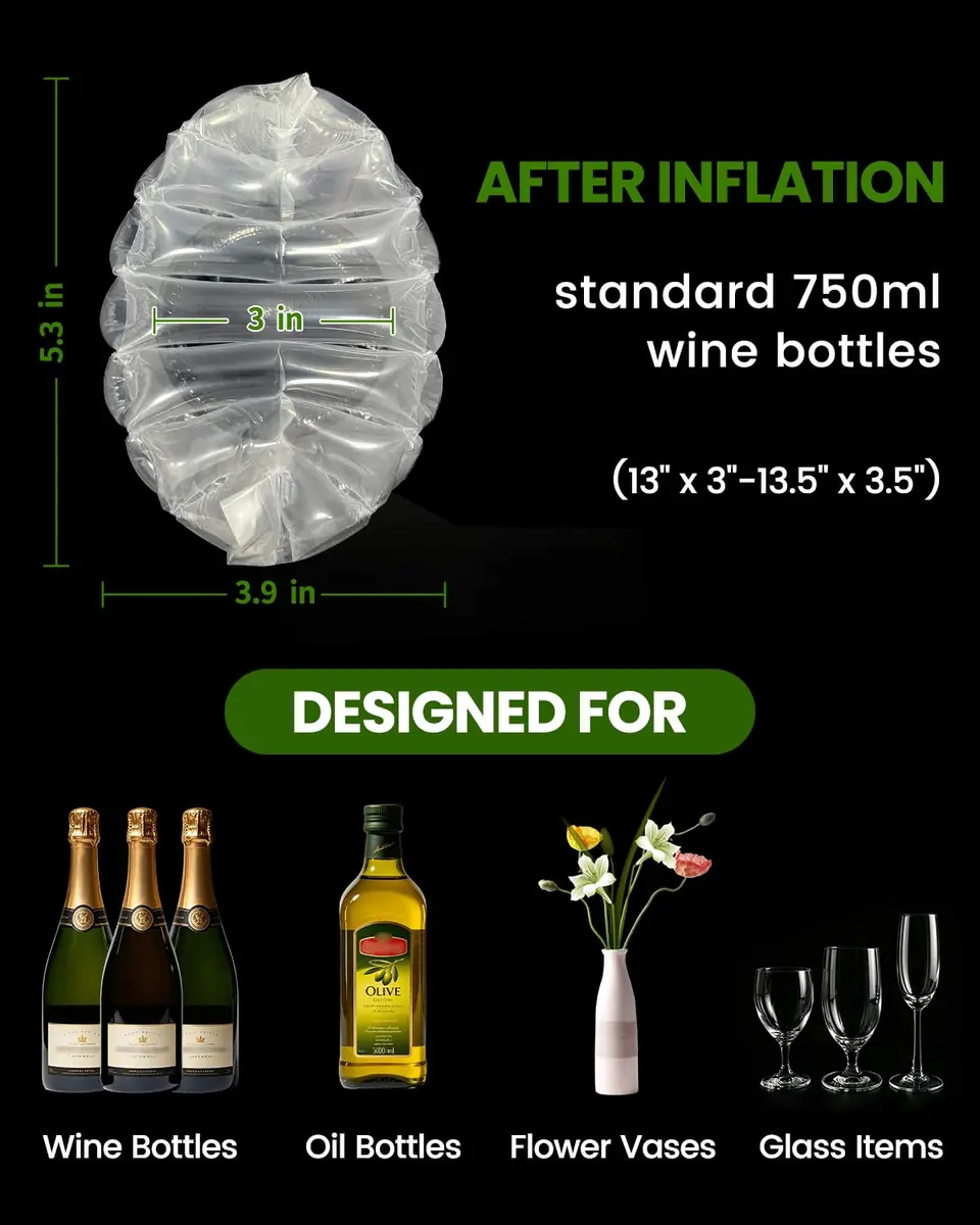 MONKKINO 16 Pack Inflatable Wine Bags | Protects Bottles & Fragile Items During Travel - view 4
