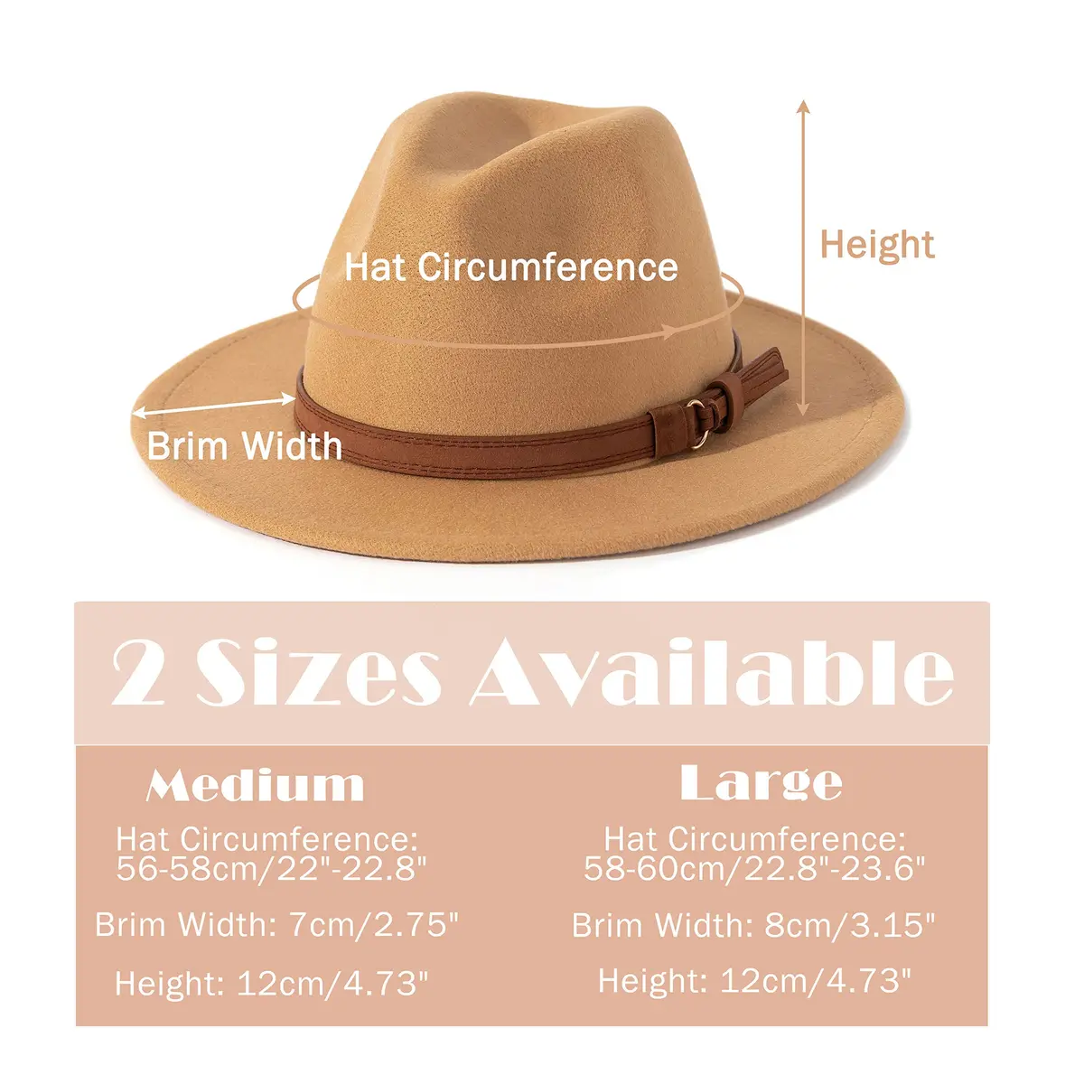Lisianthus Vintage Wide Brim Fedora Hat Large | Breathable Cotton Blend, Adjustable Strap, Classic Style - view 3