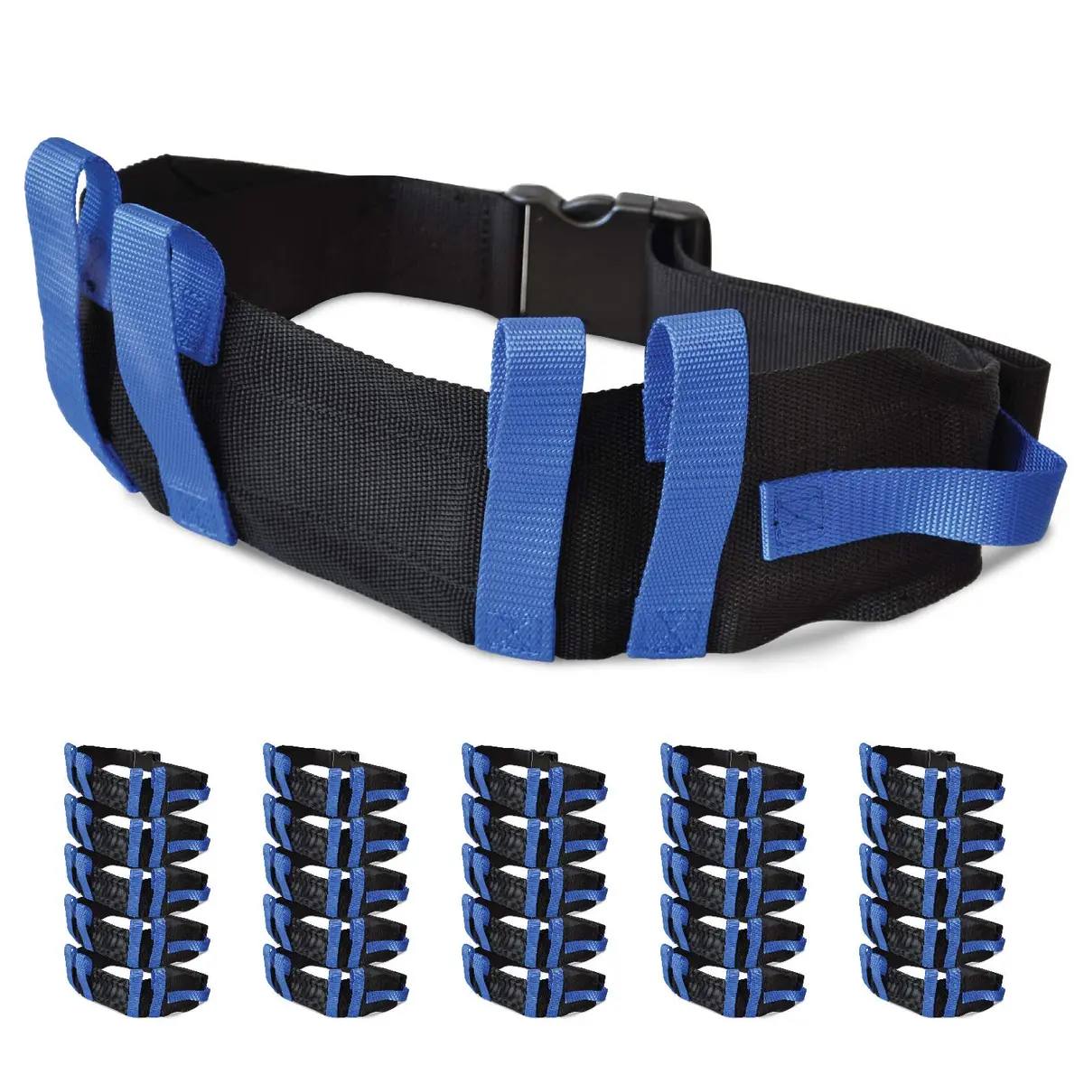 NYOrtho Transfer Gait Belt with 6 Heavy Handles (25 Pack) | Adjustable 28-55" Waist, Blue - main product image