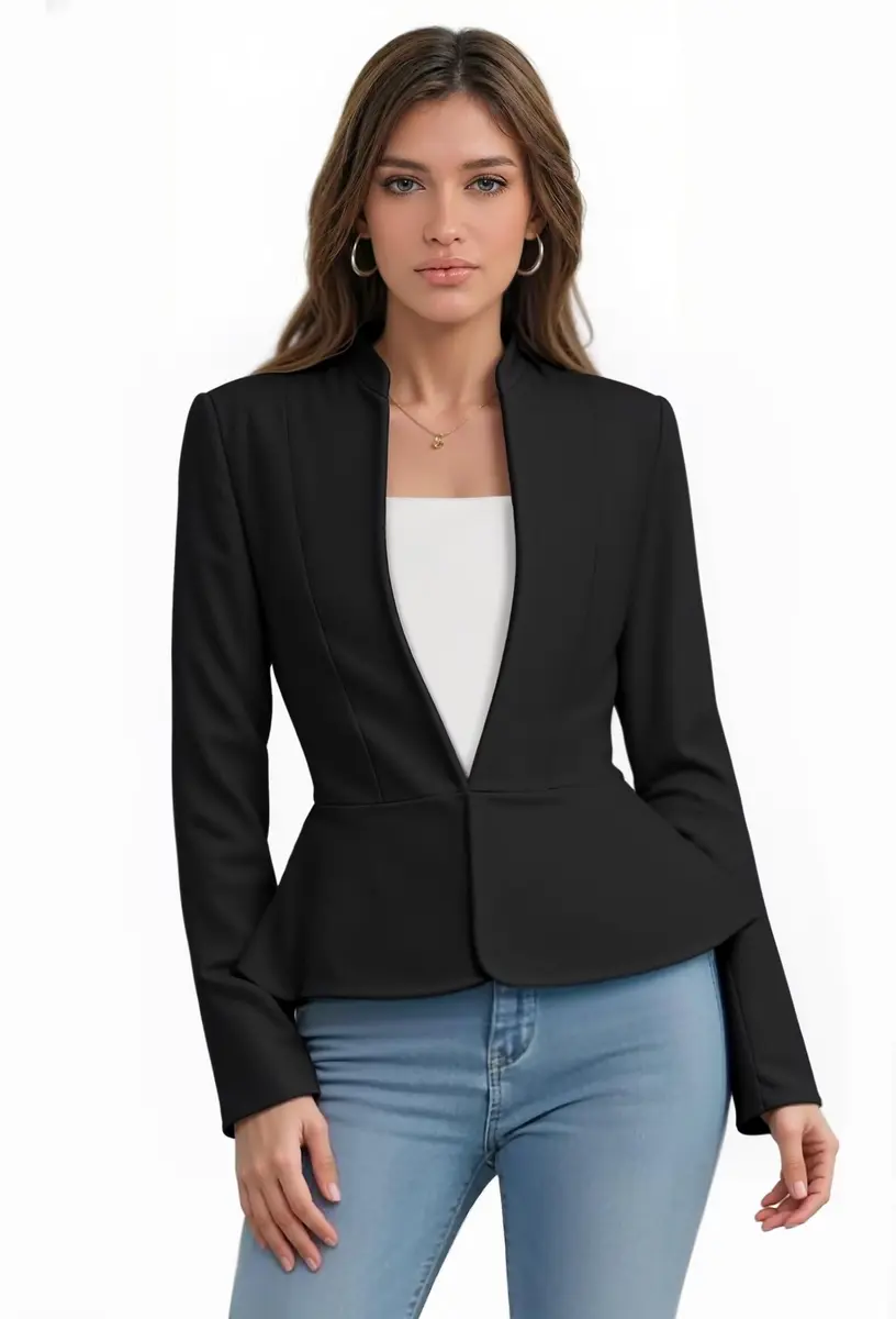 Hybrid & Company Women's Nylon Ponte Blazer JK1135 1073T Black S | Versatile Office & Casual Blazer - main product image