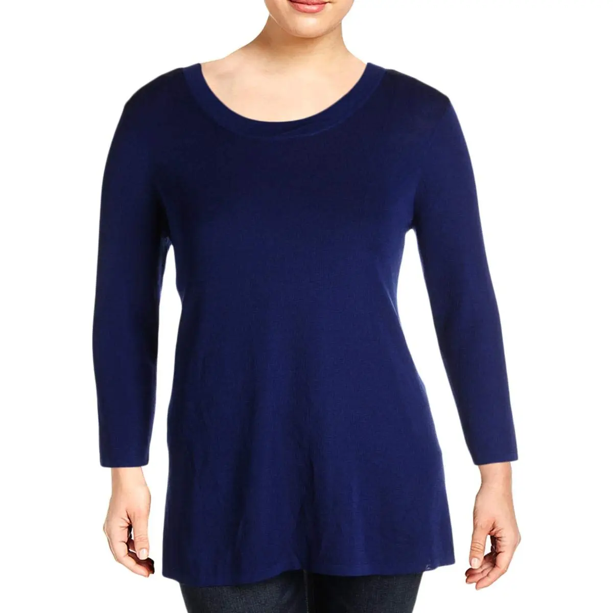 Anne Klein Women's HIGH Low Sweater Gauguin XS | Crew Neck, 3/4 Sleeve, Polyester Visco - main product image