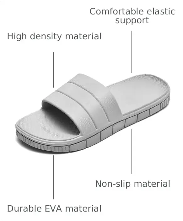 clootess Shower Slide Shoes for Men and Women Home Sandal 40.41 | Non-Slip Indoor Bath Slipper Grey - view 3