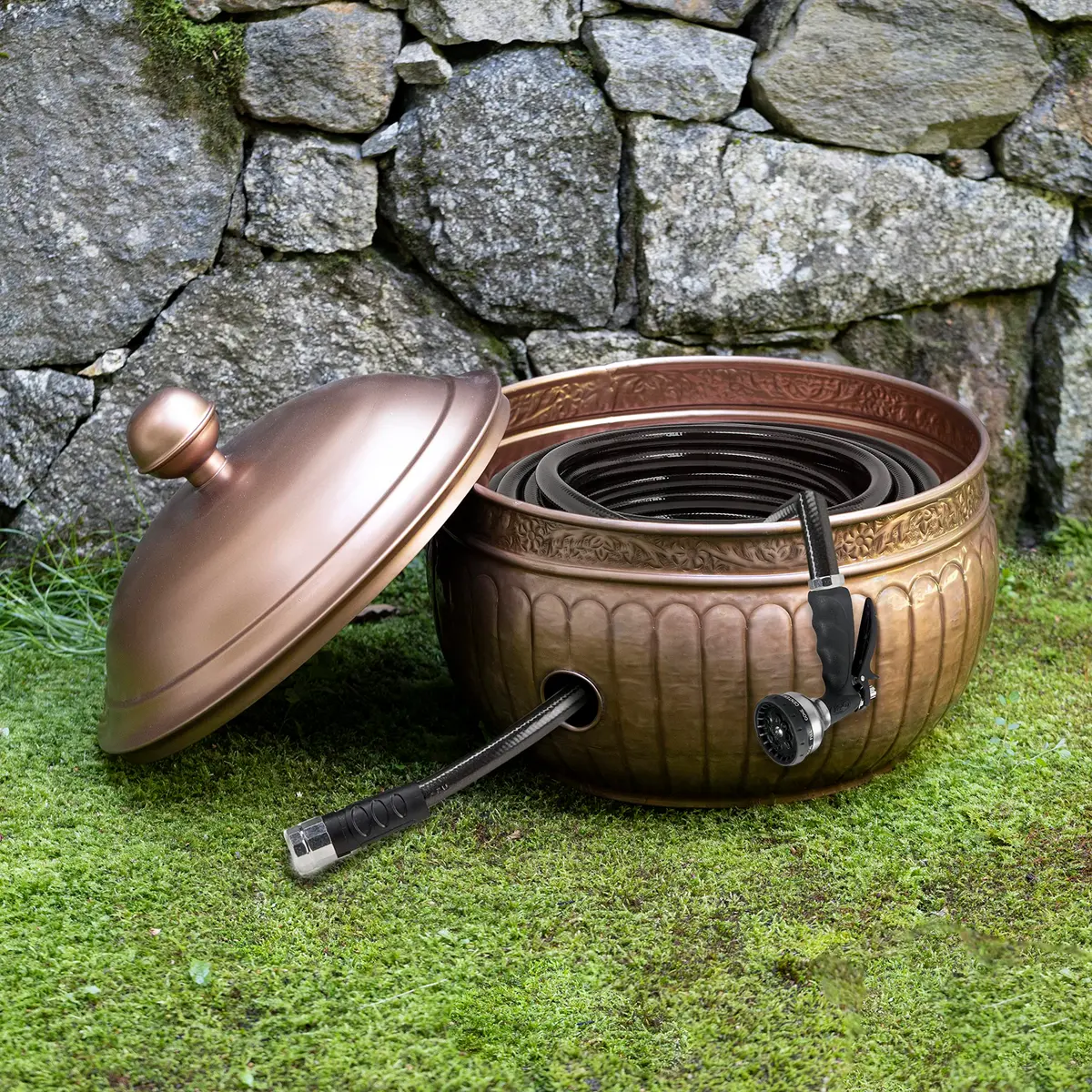 Good Directions La Jolla Hose Pot with Lid - Copper Finish | Garden Hose Storage & Decor (100-150 characters) - view 3