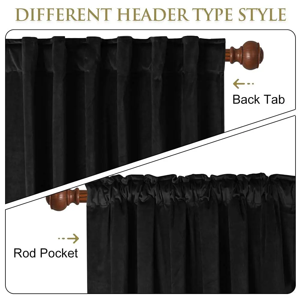 StangH Black Velvet Curtains for Room Divider W100 x L84 | Luxurious Sound-Absorbing Decor - view 4