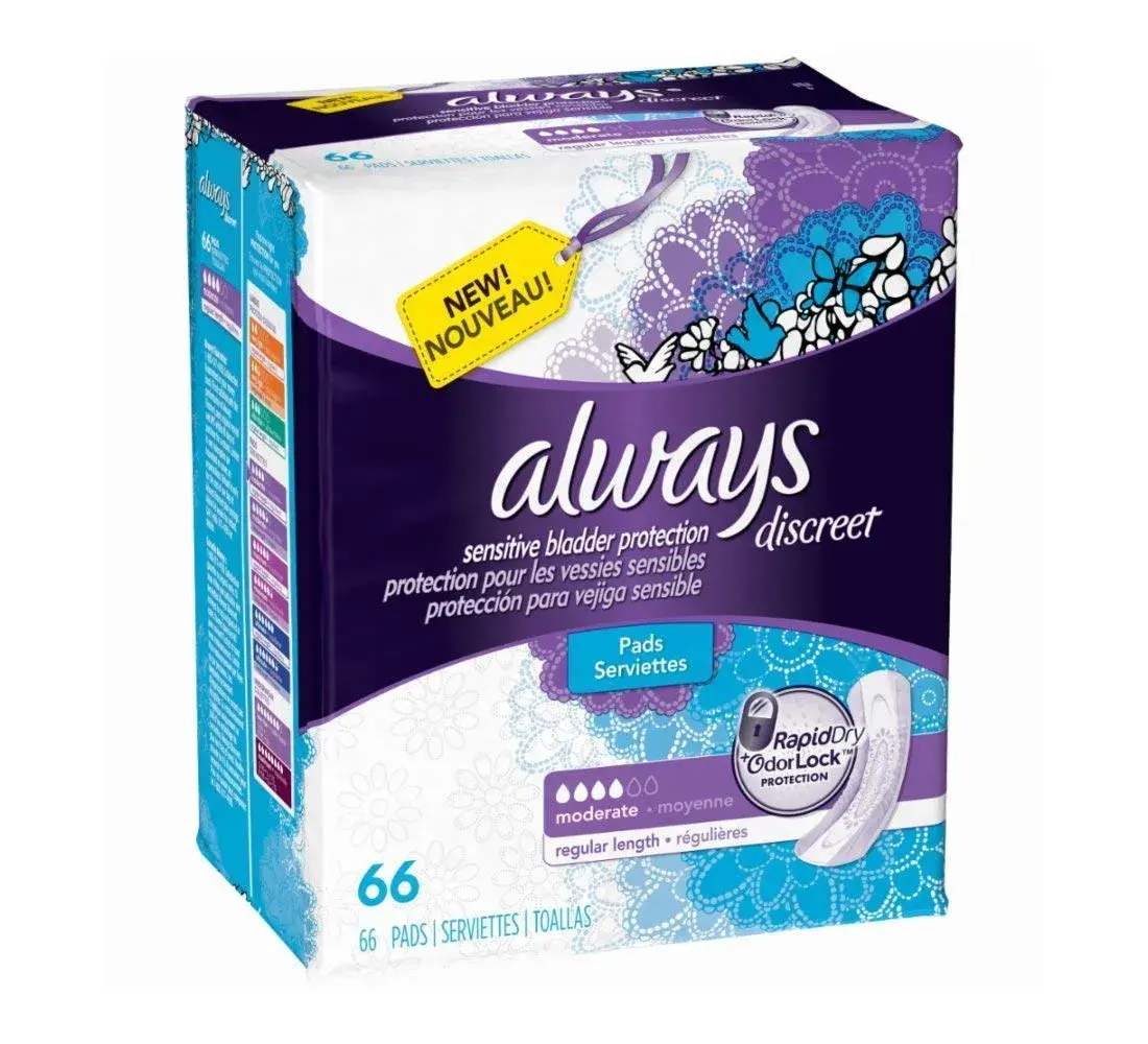 Always Discreet Incontinence Pads Moderate Regular Length 132 Count | USA Imported, Duties Included - view 2