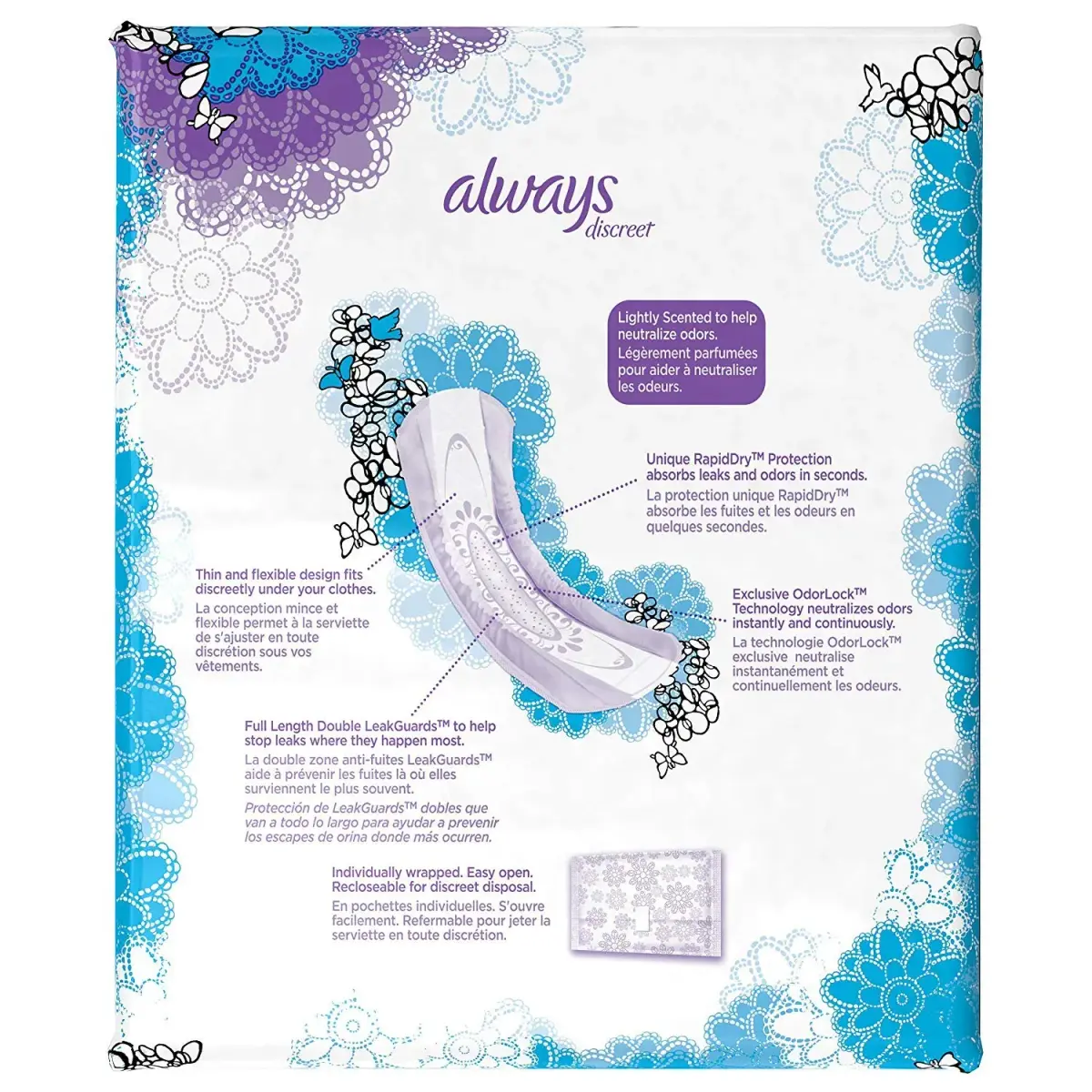 Always Discreet Incontinence Pads Moderate Regular Length 132 Count | USA Imported, Duties Included - view 3