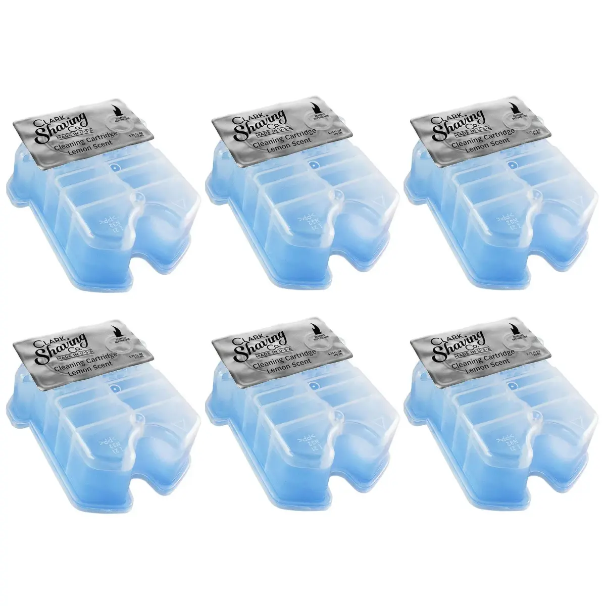 Clark Shaving Co. Clean & Renew Refill Cartridges for Braun Shavers, 6-Pack | Lemon Fresh Alcohol-Based Cleaning Solution - main product image