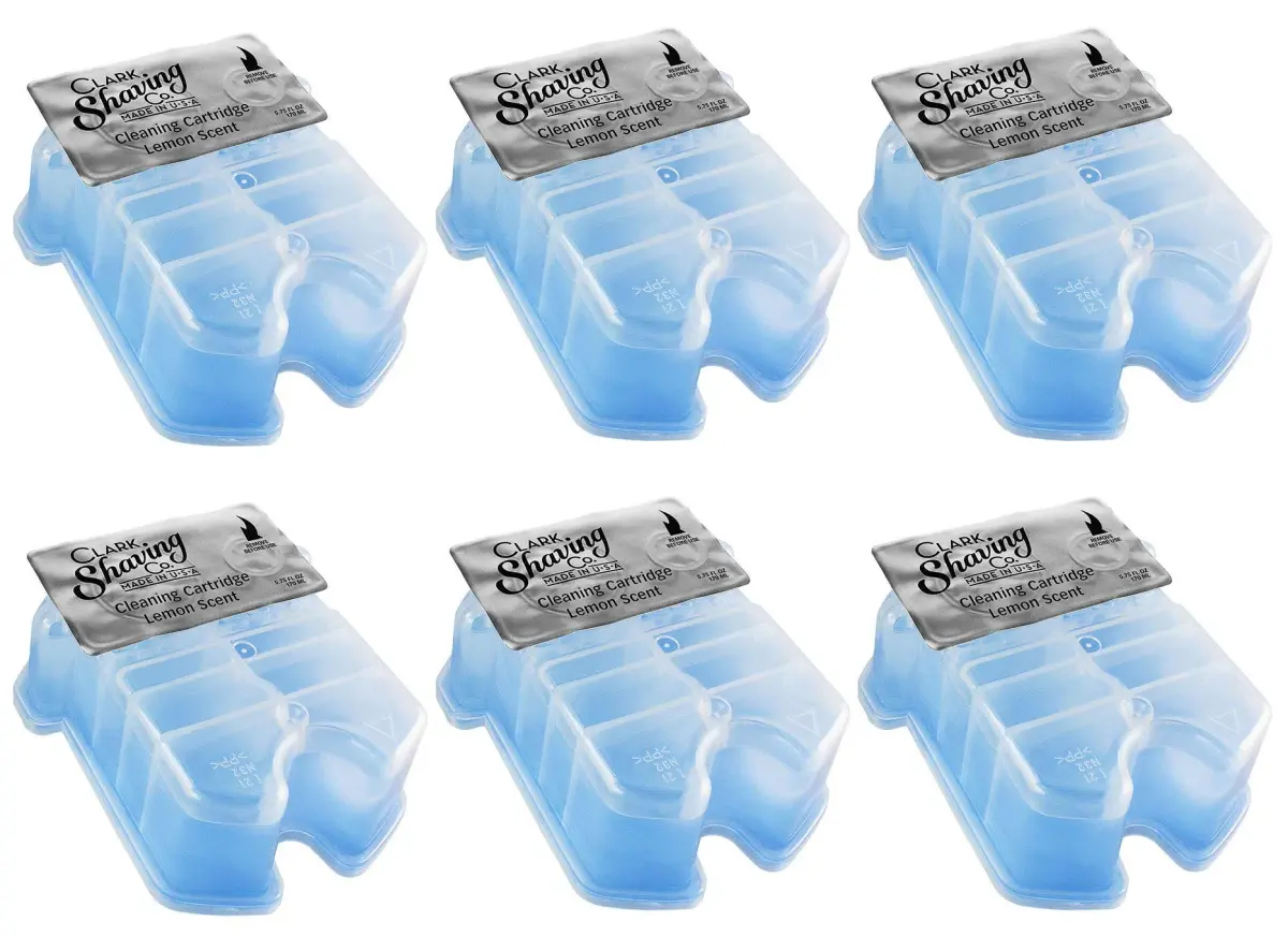 Clark Shaving Co. Clean & Renew Refill Cartridges for Braun Shavers, 6-Pack | Lemon Fresh Alcohol-Based Cleaning Solution - main product image