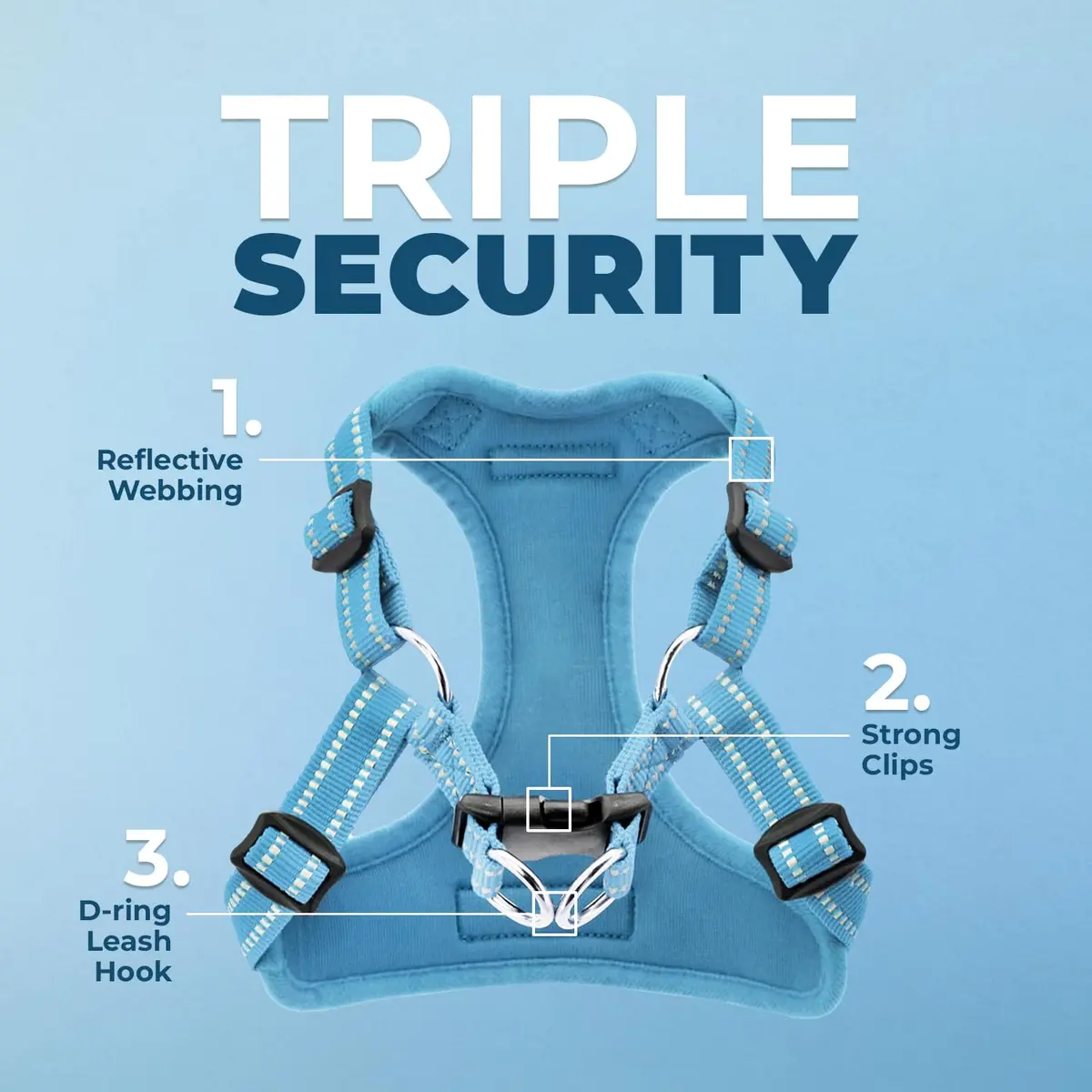 Best Pet Supplies Voyager Adjustable Step-In Mesh Dog Harness for Small Medium Large Dogs (Baby Blue), L | Breathable & Reflective Fit - view 2