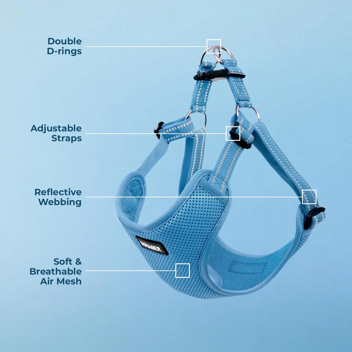 Best Pet Supplies Voyager Adjustable Step-In Mesh Dog Harness for Small Medium Large Dogs (Baby Blue), L | Breathable & Reflective Fit - view 3