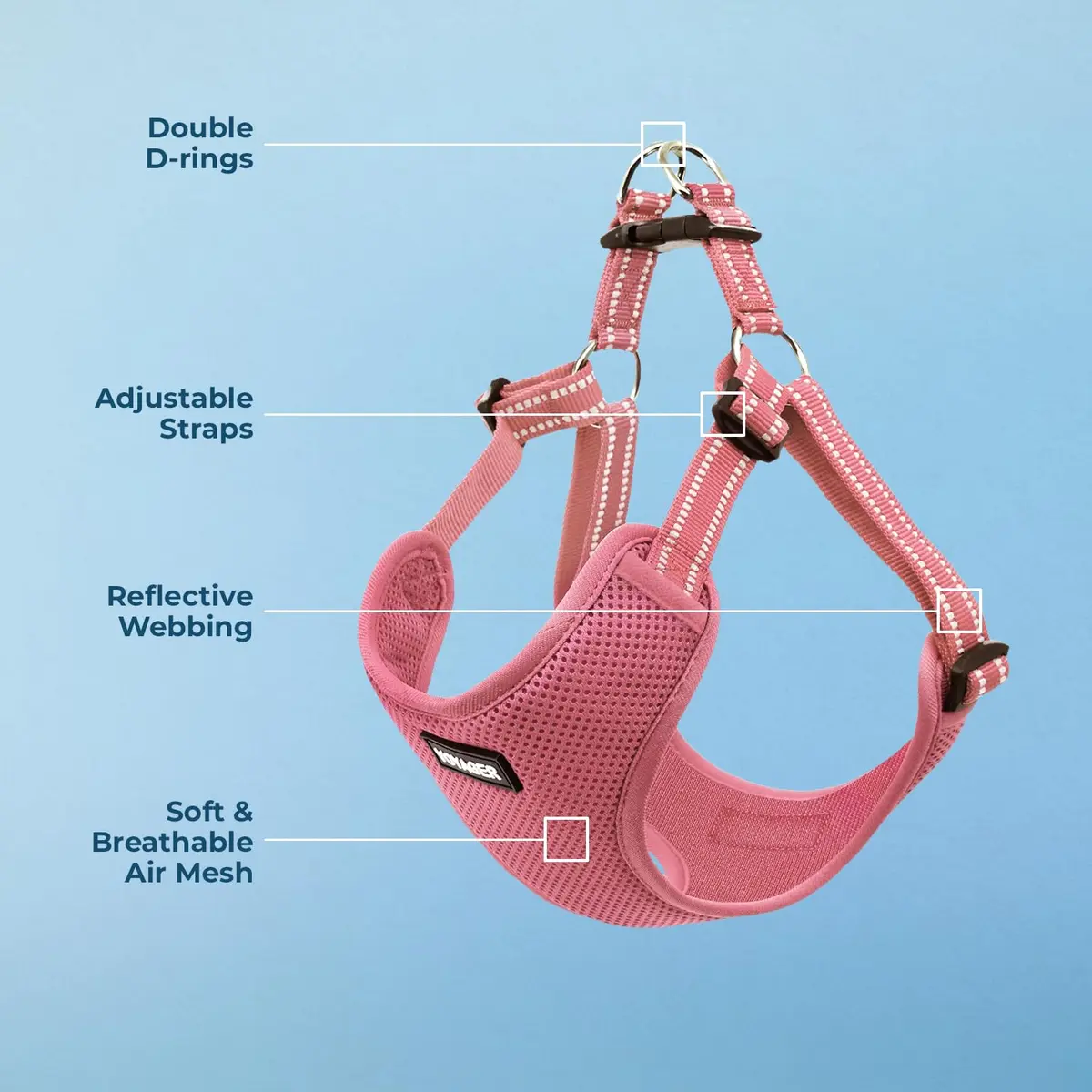 Best Pet Supplies Voyager Step-in Flex Dog Harness - Pink, Medium | Adjustable, Breathable & Reflective - view 3