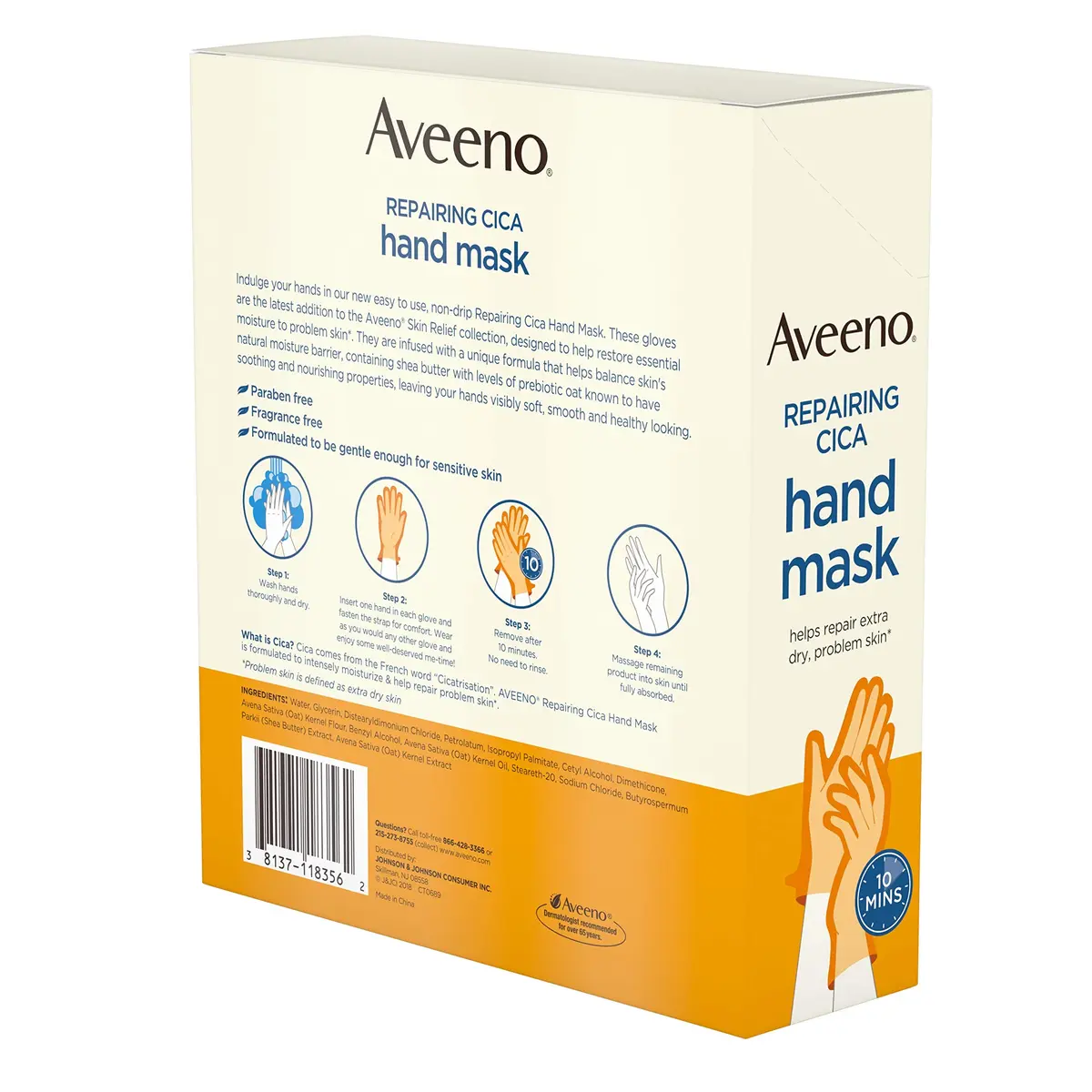 Aveeno Repairing Cica Hand Mask With Prebiotic Oat and Shea Butter, 6 Count | Restores Moisture to Extra Dry Skin - view 8