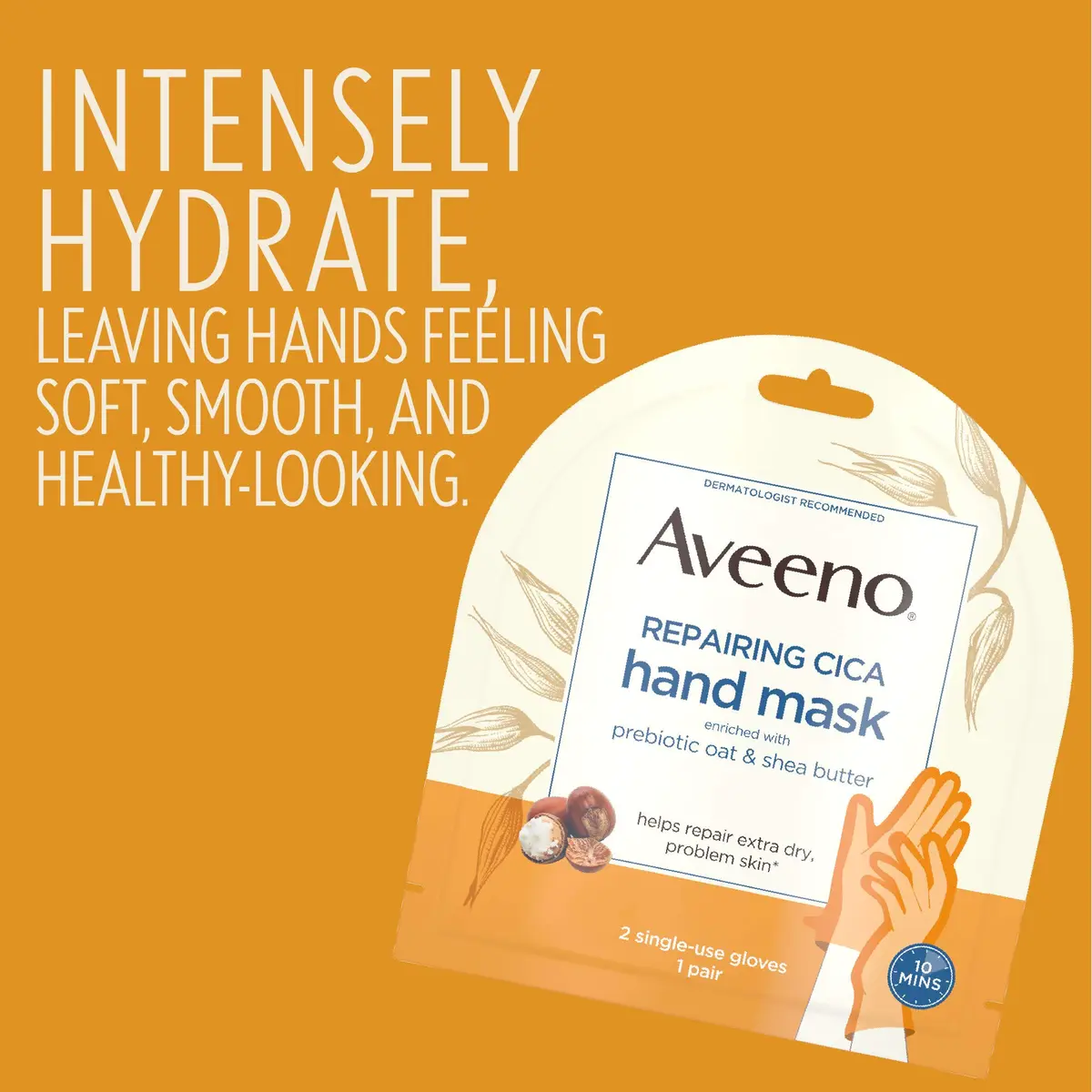 Aveeno Repairing Cica Hand Mask With Prebiotic Oat and Shea Butter, 6 Count | Restores Moisture to Extra Dry Skin - view 3